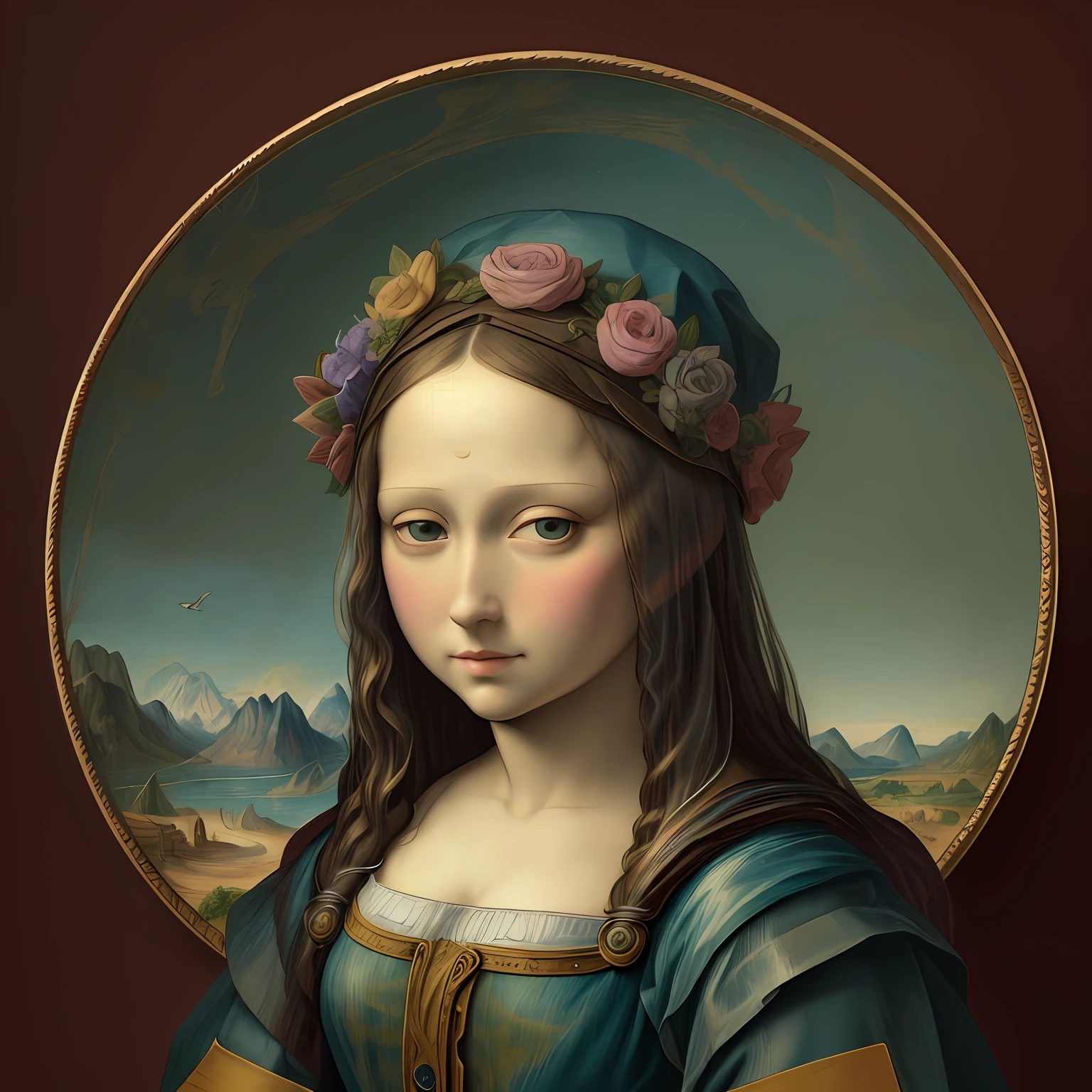 Monalisa 2023 art by Hieronymus Bosch in the anime style:: A detailed, elegant, intricate and colorful portrait in mixed media :: A masterpiece of surreal art, a vibrant painting --auto --s2