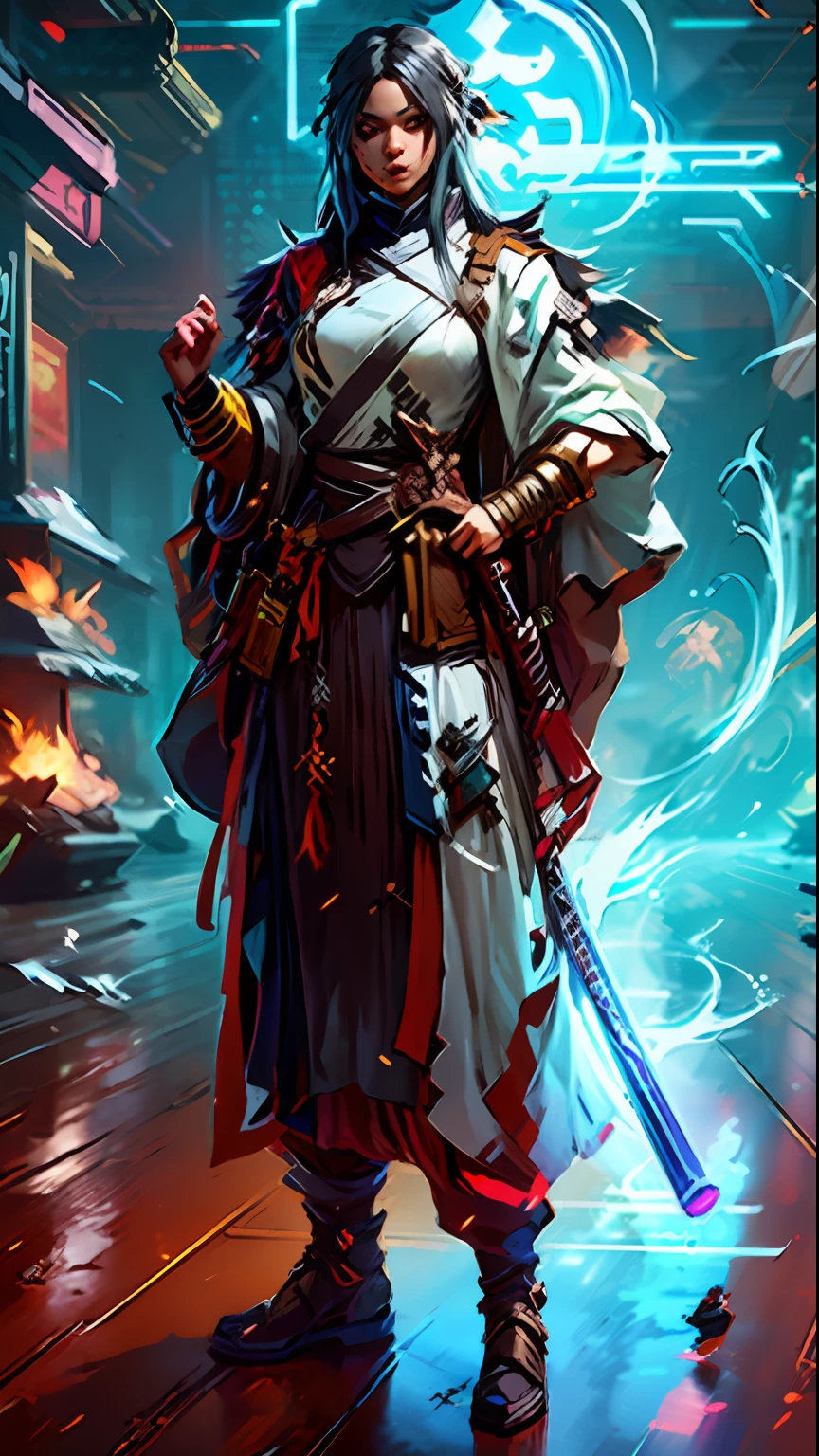 a close up of a person in a costume with a sword, from arknights, full body xianxia, fashionable rpg clothing, full body character, flowing robes and leather armor, arknights, from girls frontline, dark sorceress full view, single character full body, katana zero video game character, by Yang J, final fantasy character