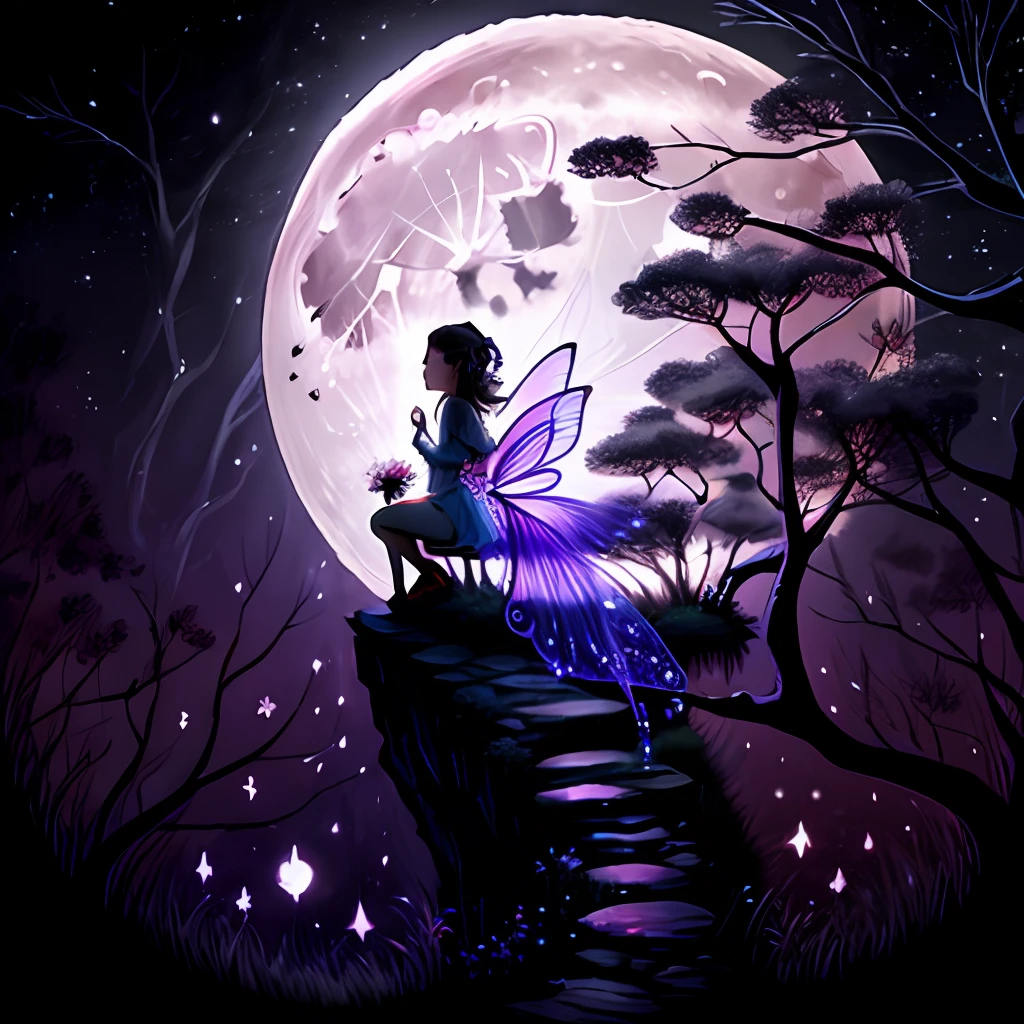 Full moon, fairy, colorful