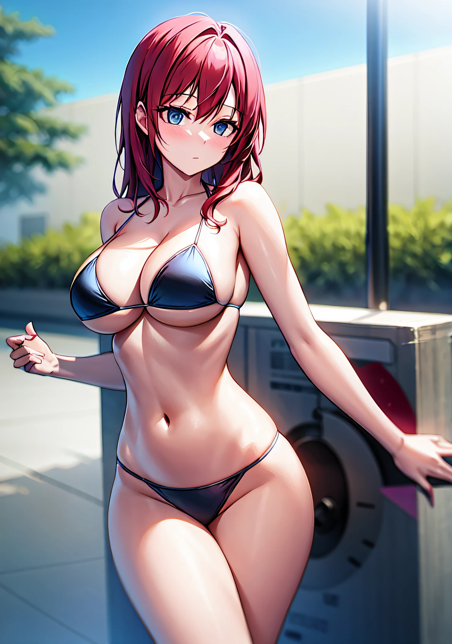 Big breasts, red hair, bikini,