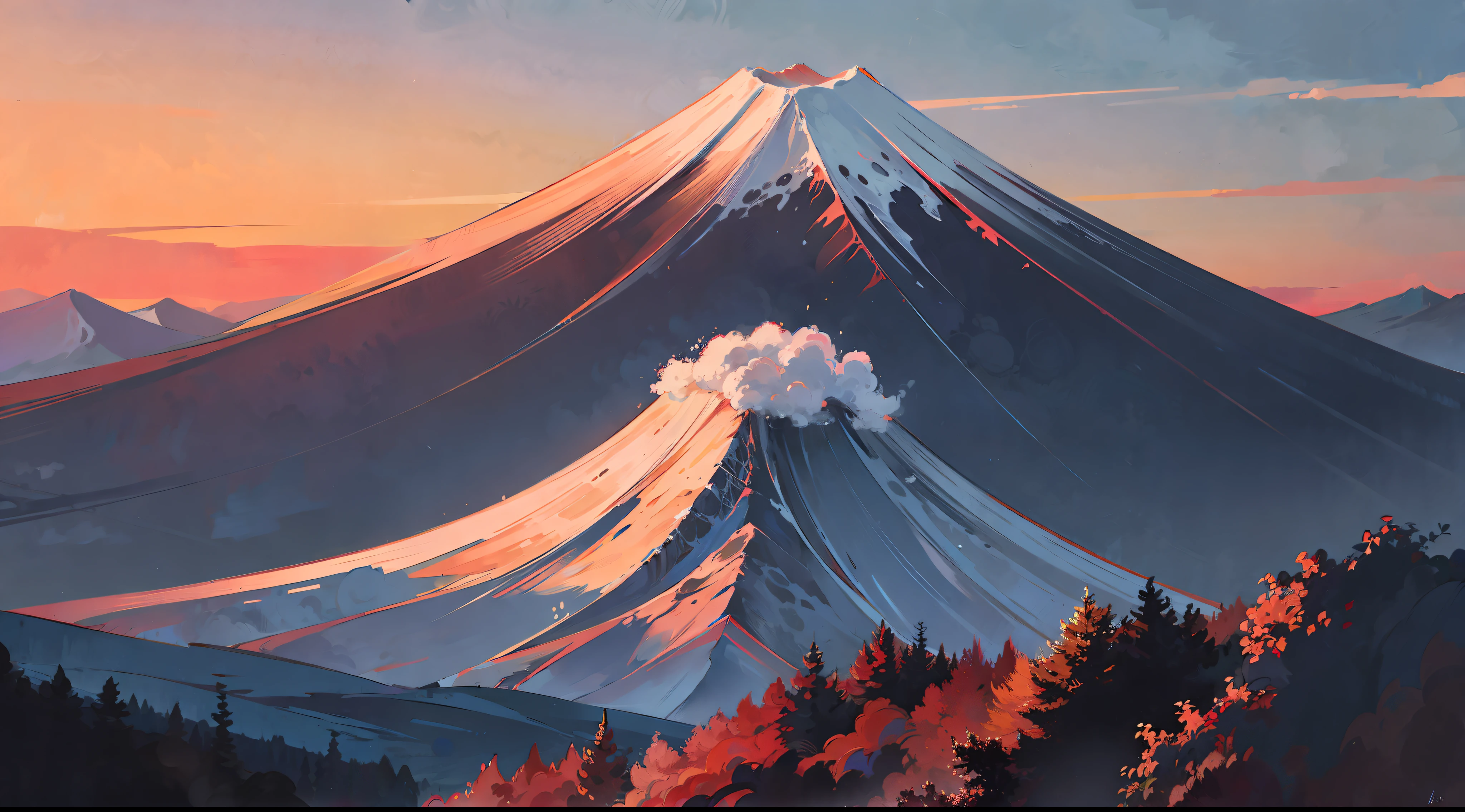 majestic Mount Fuji, intricate details, Sam Bosma, cold lighting –niji