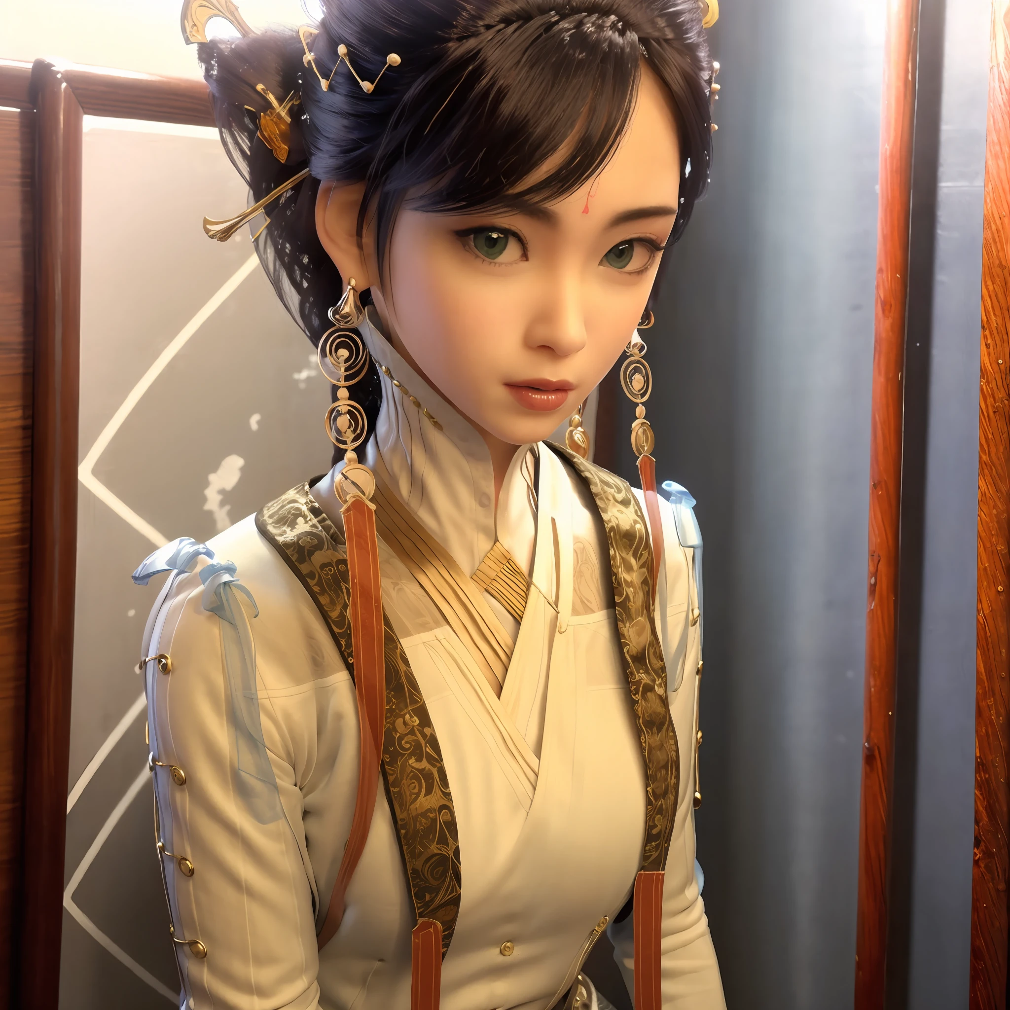 The tsundere lady has a look of enjoyment on her face Wearing a soaked cat-eared maid outfit Large hole fish mesh stockings Kneeling on the ground with her head raised Eyes looking at the center of the picture Both cheeks are red Extremely exposed big breasts Asian girl's face Hair is loosely draped over her shoulders Sticking out her tongue The background is a hotel room Girl kneels on a pink waterbed The atmosphere is very ambiguous The girl's overall dress is full of eroticism