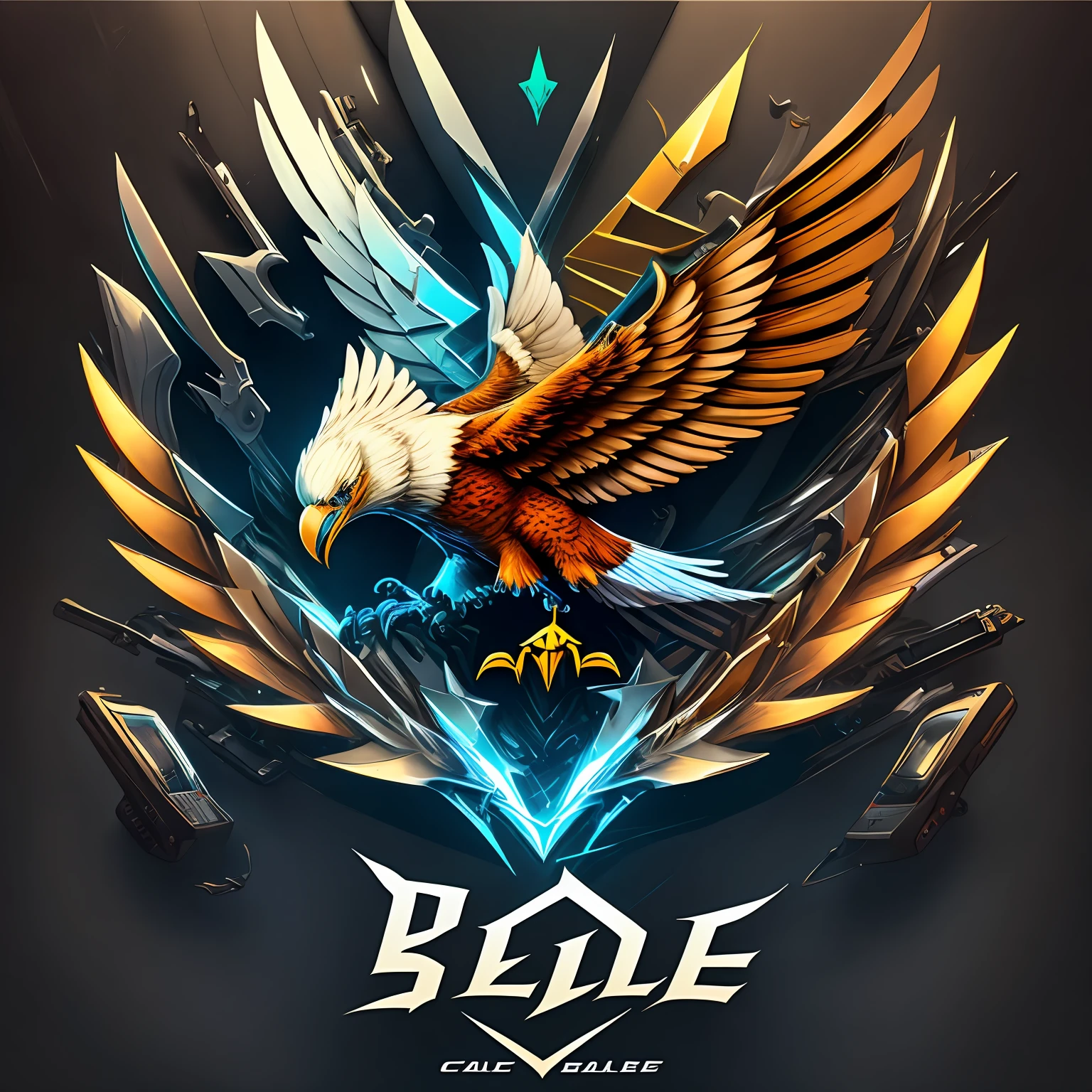 create a company logo of a campany named blade where it has computers eagle tongs and a hood --auto