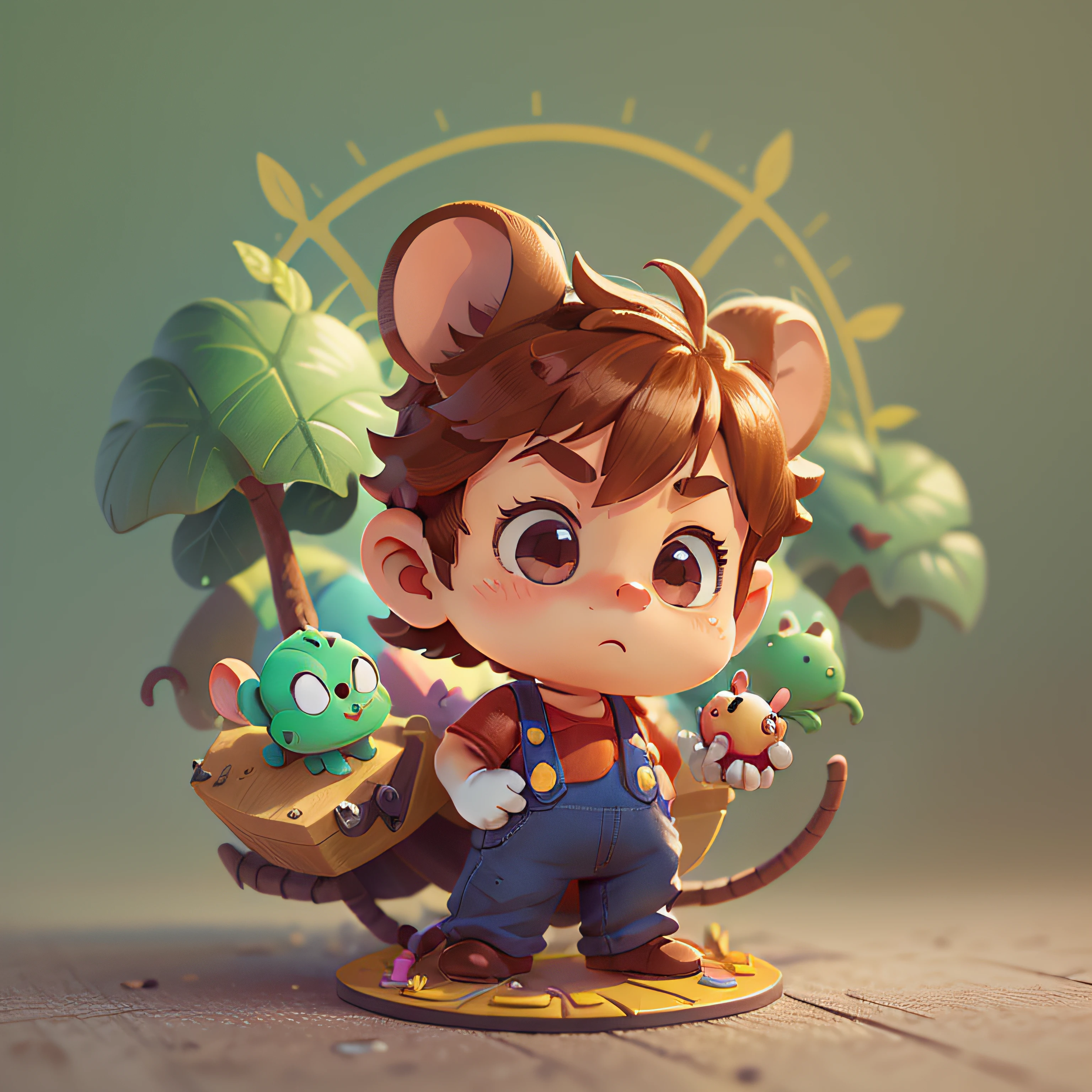 cute, chibi, mice, PFP, bigbadejo, portrait, masterpiece, 3D Rendering, Best Quality, Lots of Detail, (plain background), (vinyl toy figurine), (perfect hands), (high detailed hands), (full body), male, (super mario bros), (video game), red shirt