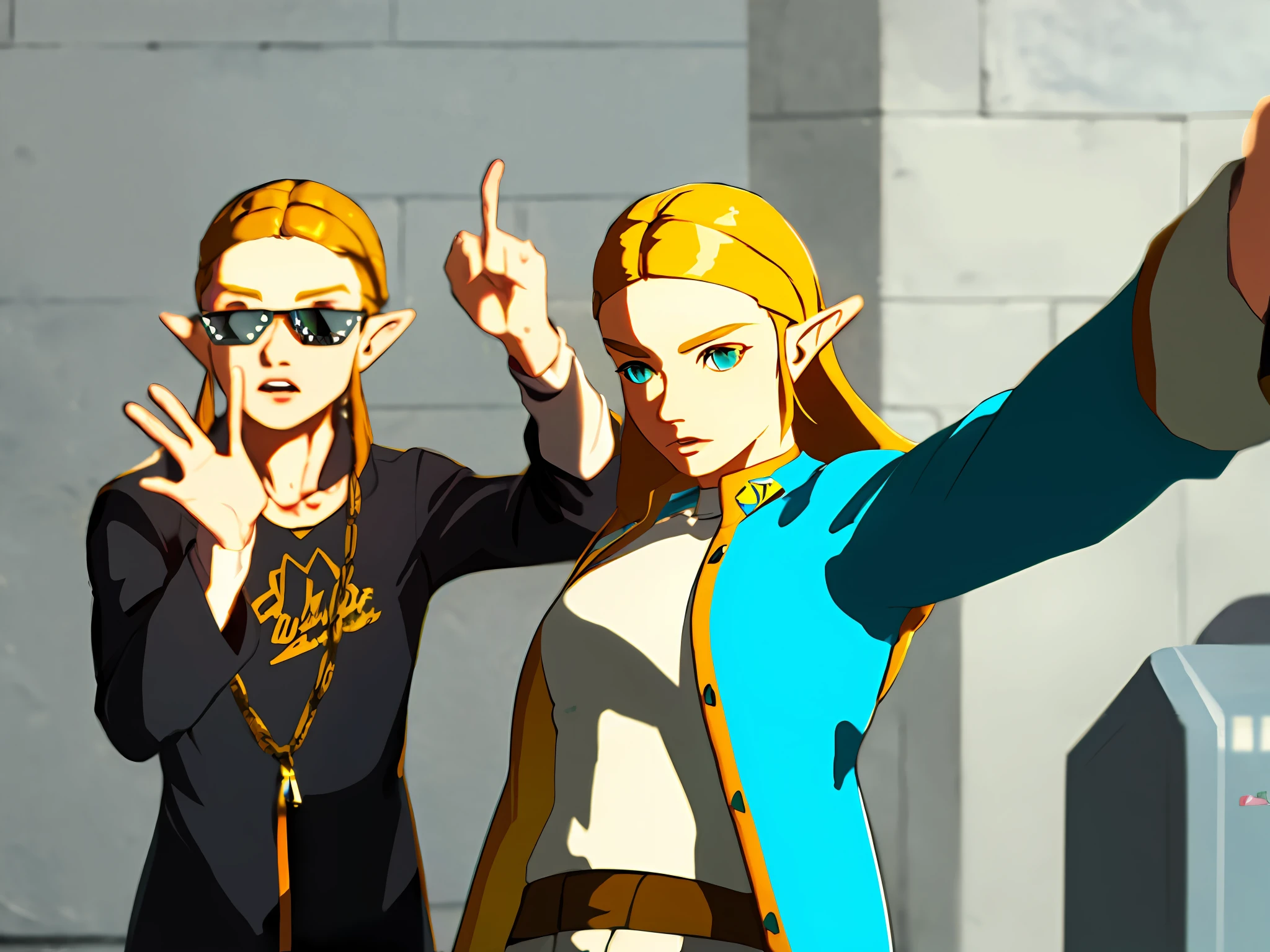 zelda as a rapper in modern hip hop slim stylish clothes badass selfie
DealWithIt