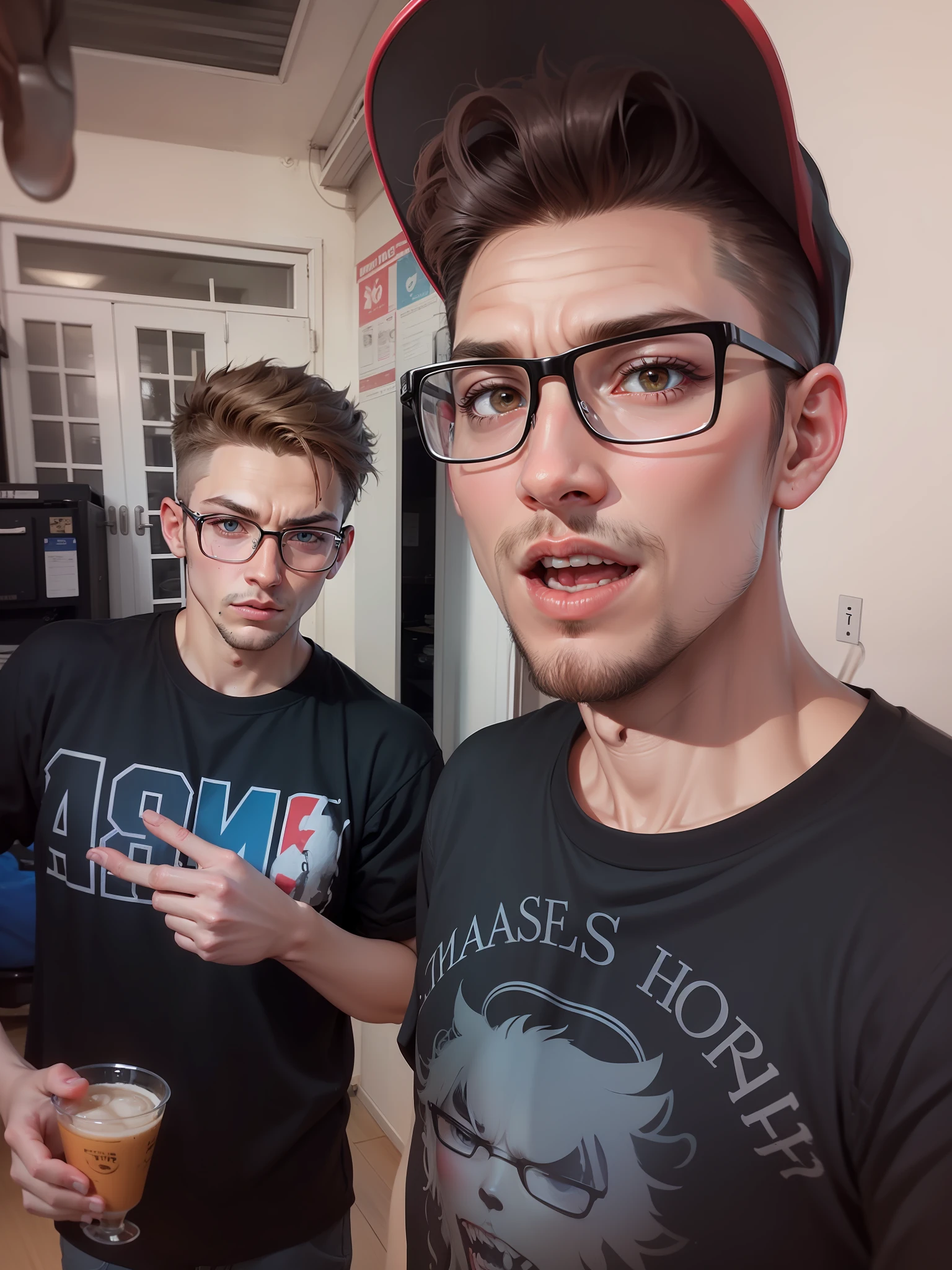 The left a finger and the right a smooth forehead