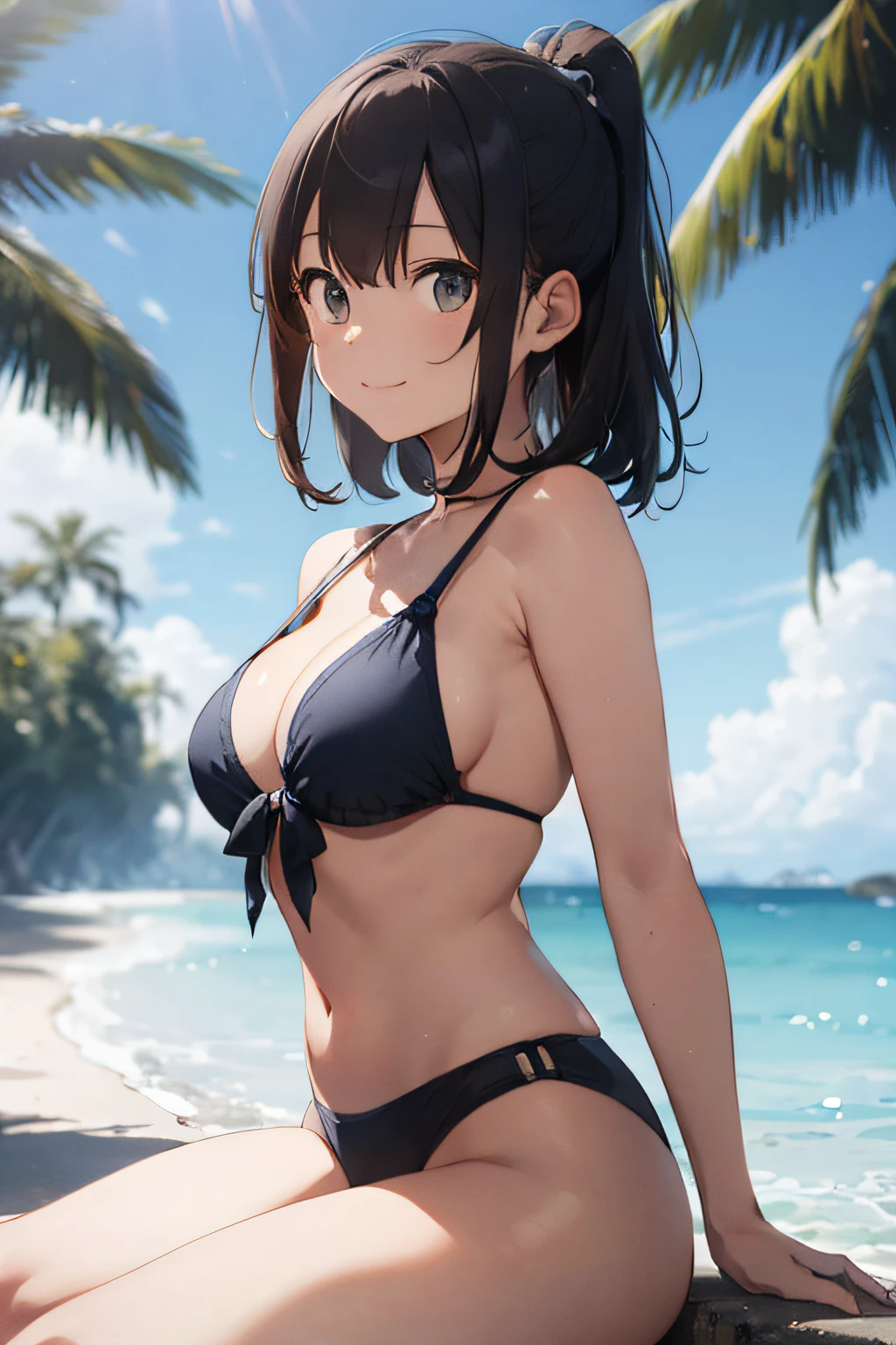 high resolution,
one beautiful young woman,
(soft saturation:1.3), (fair skin:1.2),
(ultra-detailed background, detailed background), bokeh,
BREAK

smiling girl portrait.,
When viewed from the front, the composition is symmetrical,
looking straight at you with serious eyes,
BREAK

swimsuit, colorful bikini, medium breasts, 
outdoors, sea surface, sky, sunshine,summer beach, sandy beach,
strong light, front lighting, 
(teenage:1.3), (cowboy shot:1.2),
BREAK

angle from the front,
looking at viewer,
dynamic pose,
sitting on the beach

わかめ、わかめ、わかめ、わかめ、わかめ、わかめ、わかめ、