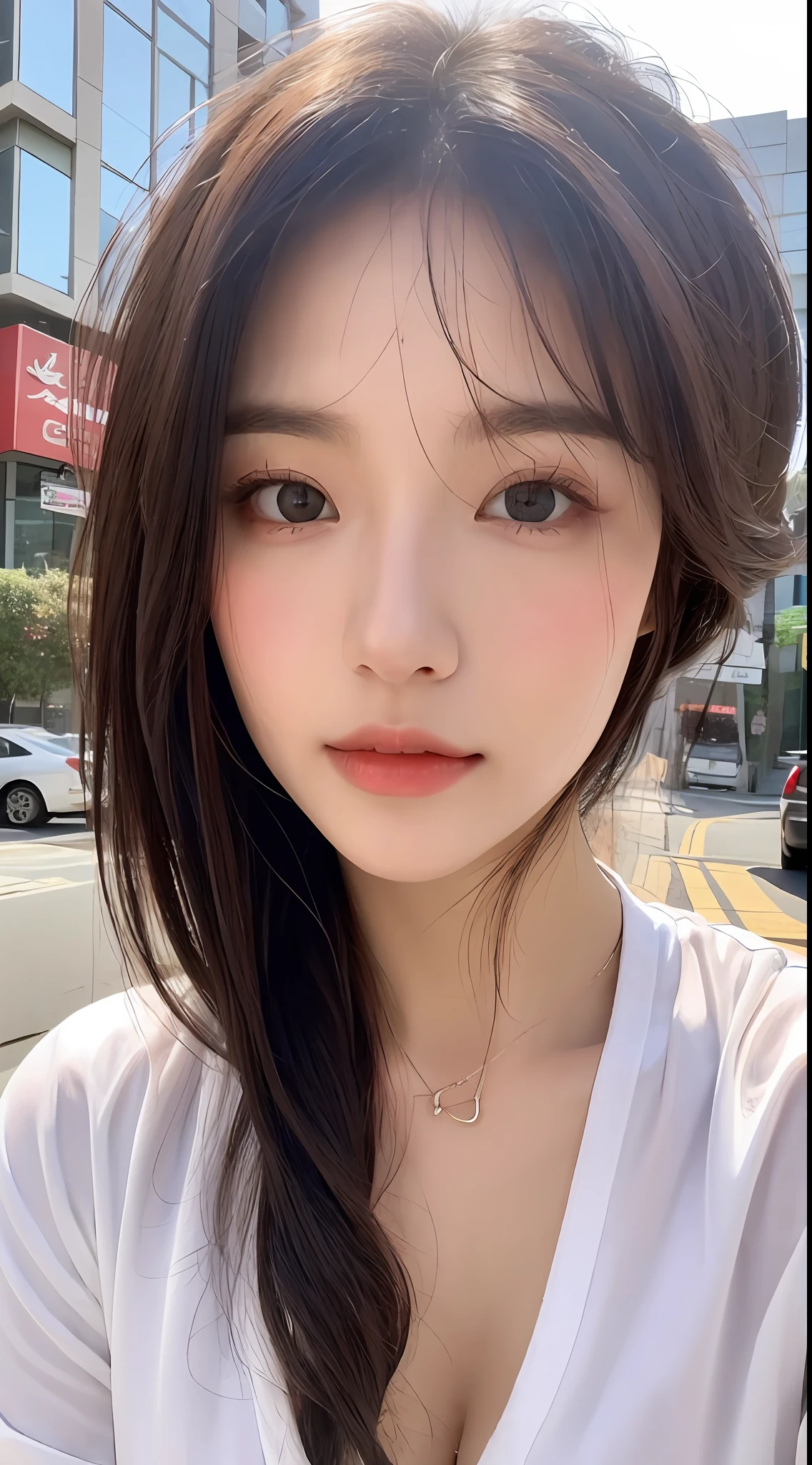 ((Top Quality, 8K, Masterpiece: 1.3)), Focus: 1.2, Cute Girl One, Perfect Beauty: 1.4, Astock: 1.2, (Layered Hairstyle, Beautiful Breasts: 1.1)), (Wet Clothes: 1.1), (Street: 1.3), Black Clear Bikini: 1.1, Highly Detailed Face and Skin Texture, Detailed Eyes, Double Eyelids, Skin Whitening
