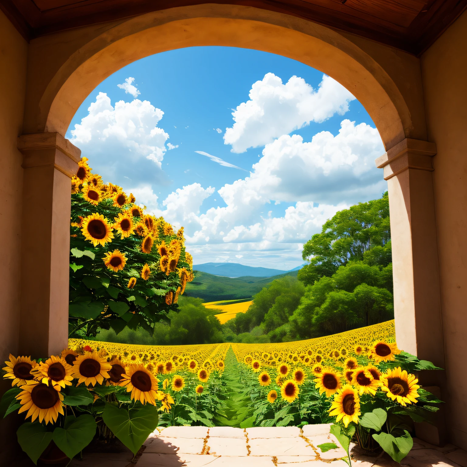 "Vivid and ethereal sunflower paradise" --auto