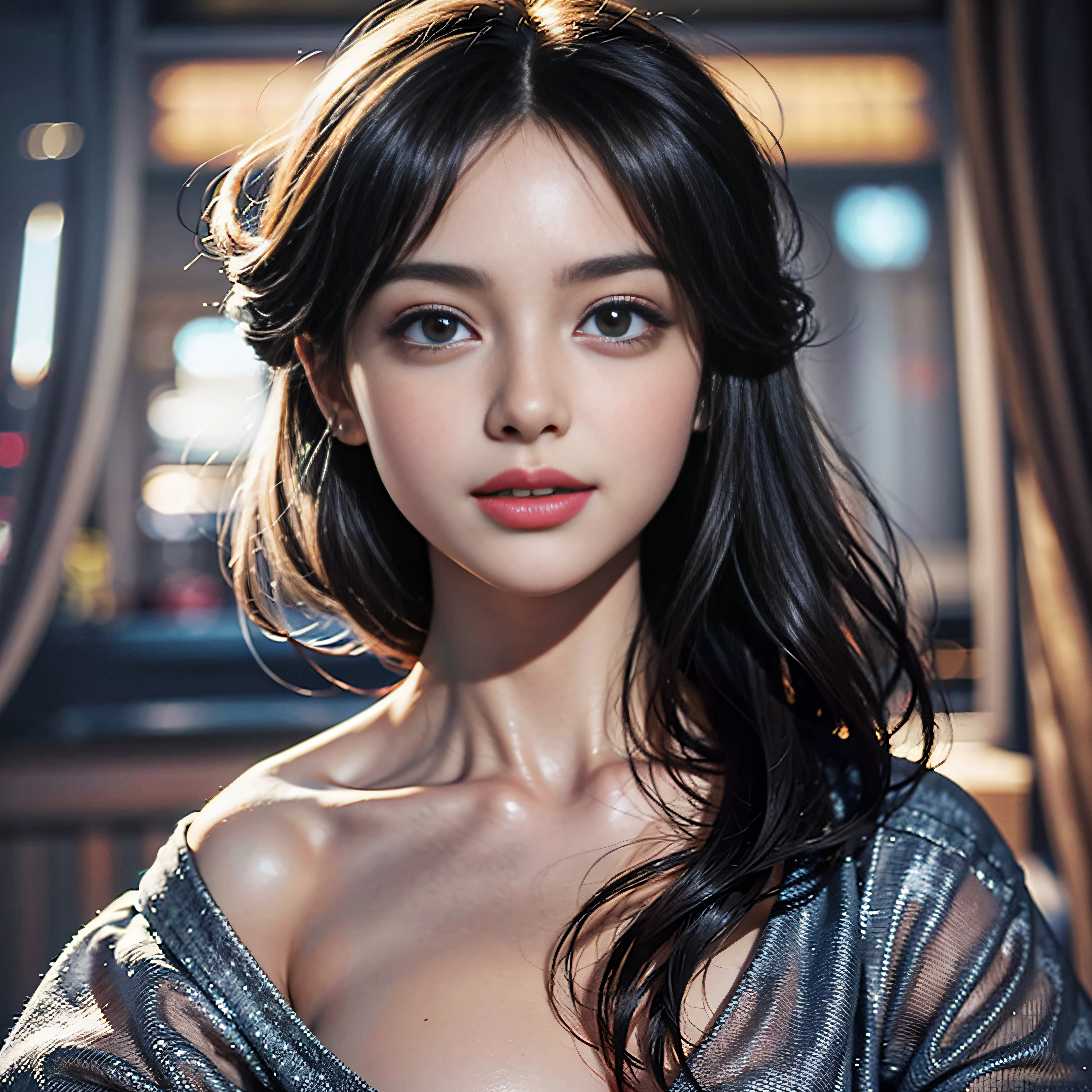 High detailed formal artwork, fantastic art style, very detailed artgerm, 4k detailed digital art, realistic, delicate, slightly visible big breasts, big eyes, light smile, 8k, very detailed face, delicate lips, delicate eyes, double eyelids