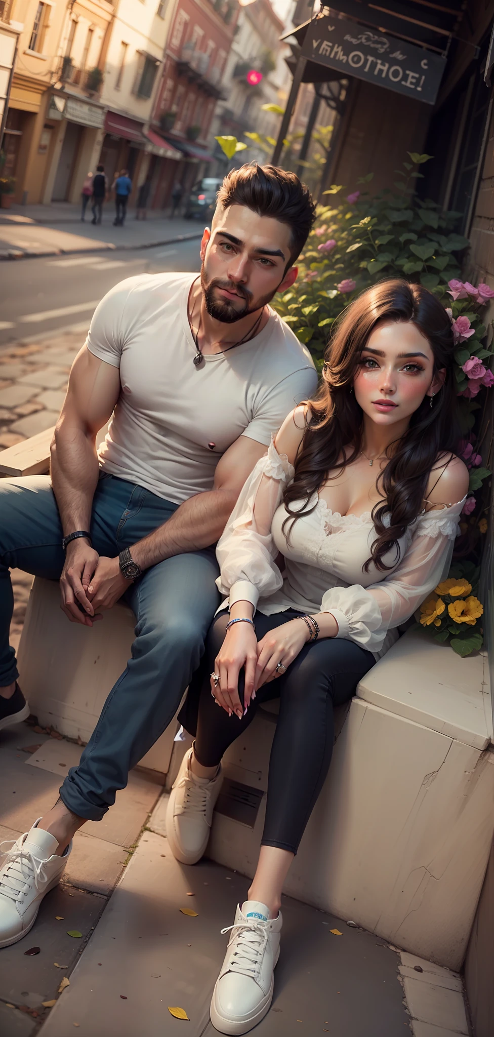 8k realistic romantic couple love normal beard