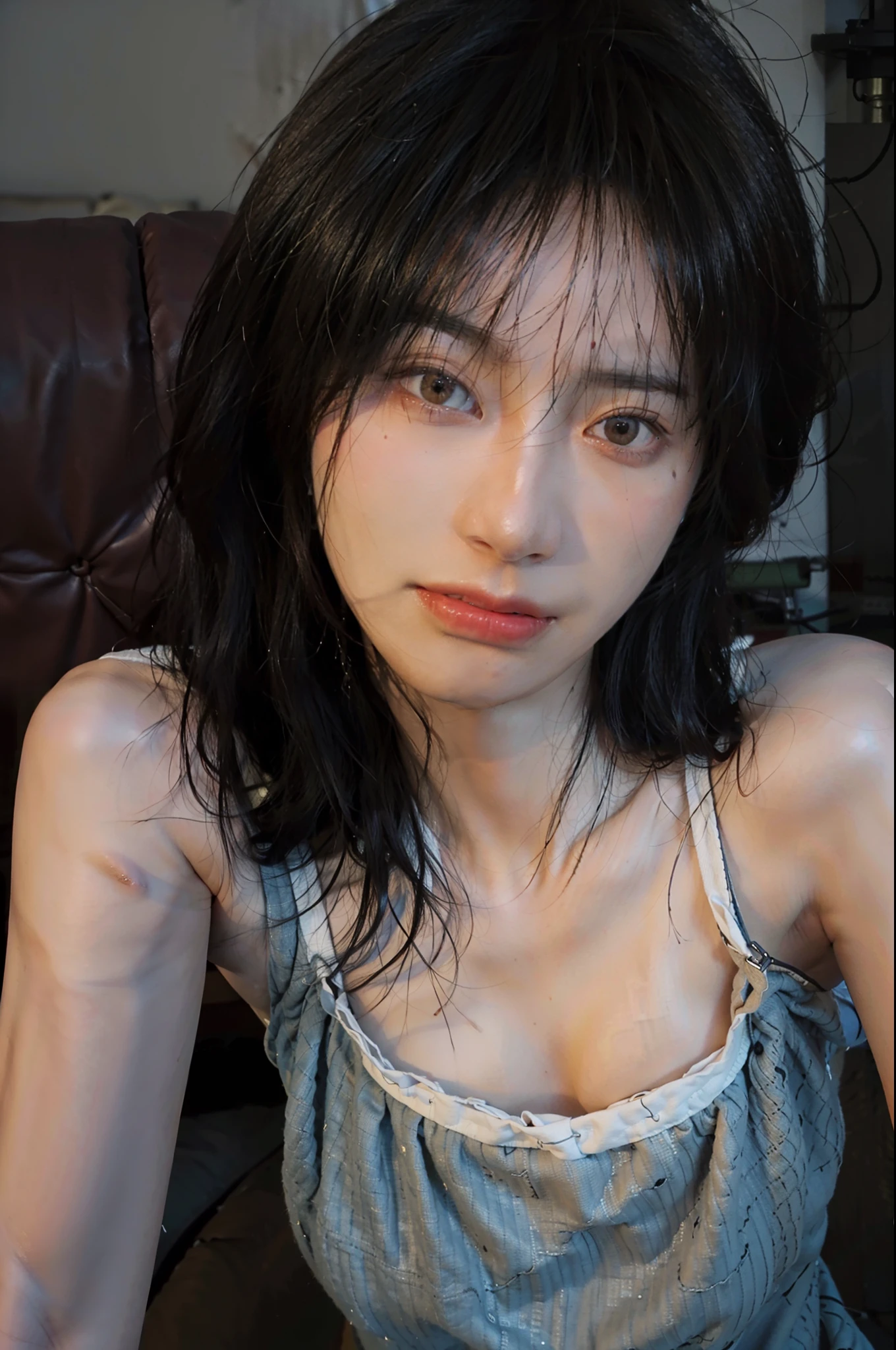 8K,Best quality, masterpiece, ultra high res, (photorealistic:1.4), raw photo, (Authentic skin texture:1.3), (film grain:1.3), (selfie angle),1girl,beautiful detailed eyes and face,masterpiece, best quality,close-up,upper bod,