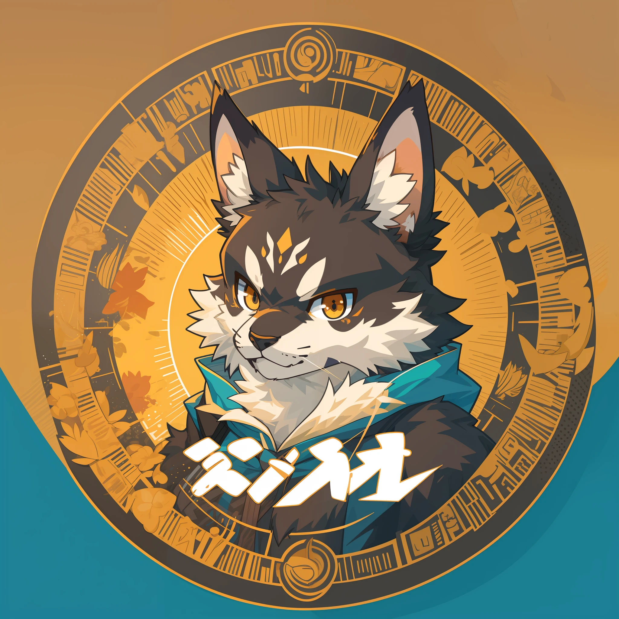 top quality, best quality, rzminjourney, vector-art, High-quality illustrations, masterpiece)(kemono, furry anthro)logo mark, round,