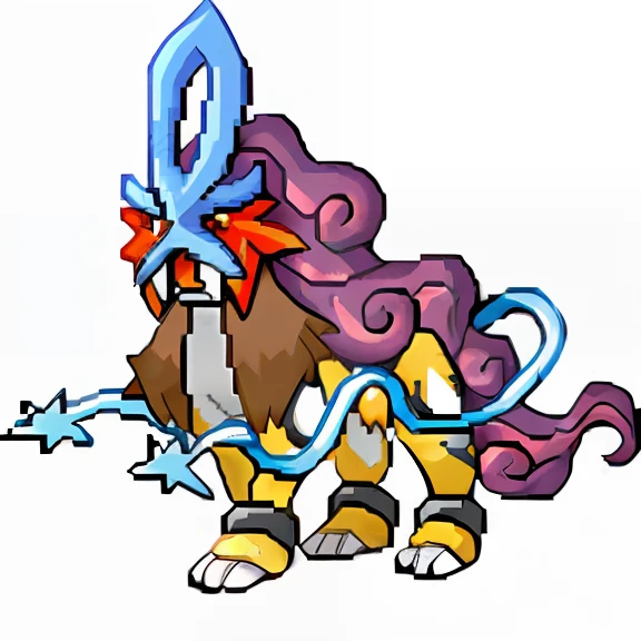 Pixel Art, /r/pixelart, portrait of zentaur, #pixelart:3, full-body portrait of zentaur, slightly pixelated, sprite 2d, Pokemon, portrait of zeraora, Kanbun Master, by Josetsu, pixel art sprite
