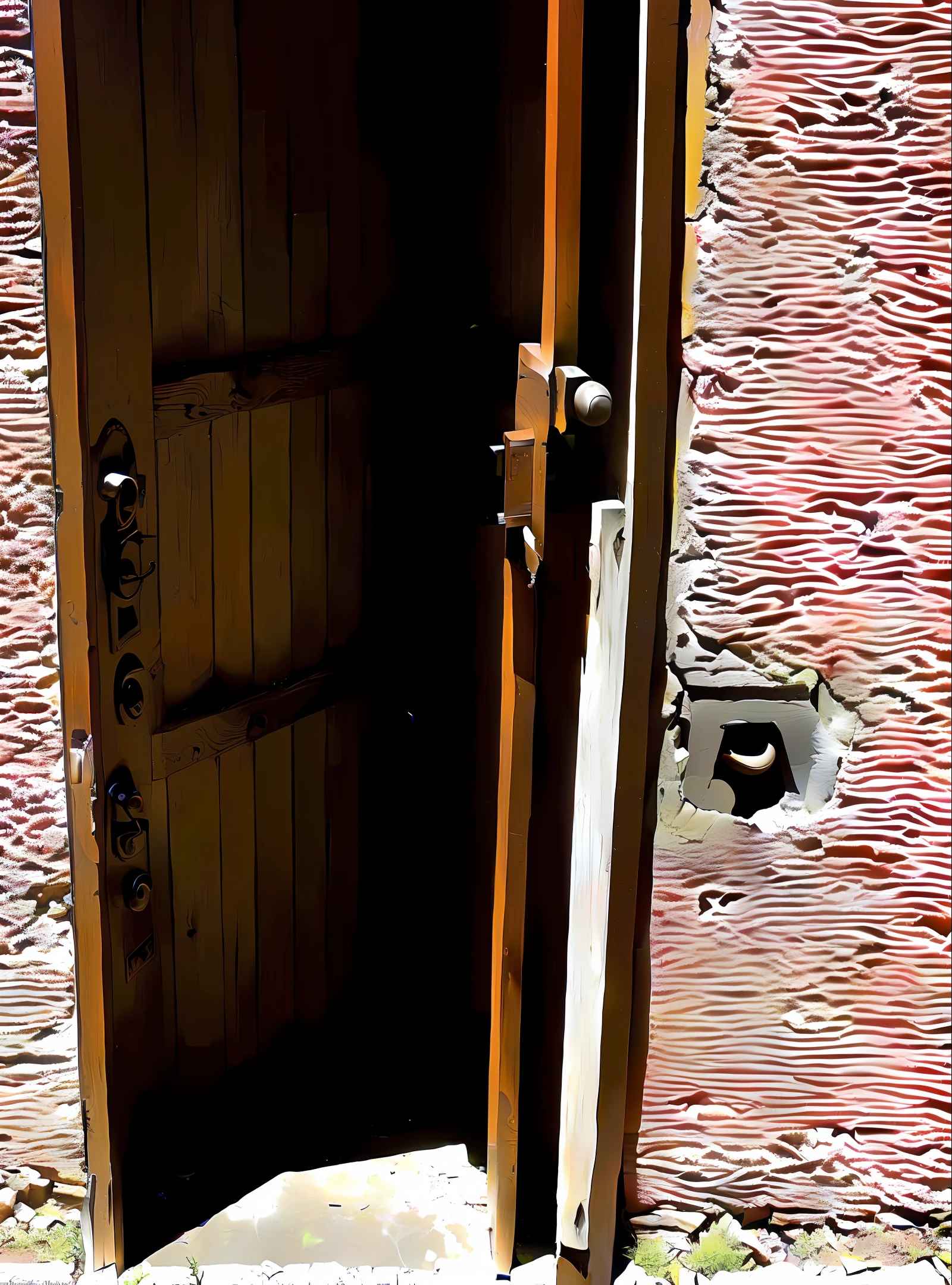 Abandoned old church, where looking through a crack in the door between open, we will see pulpits enclosed in place of people