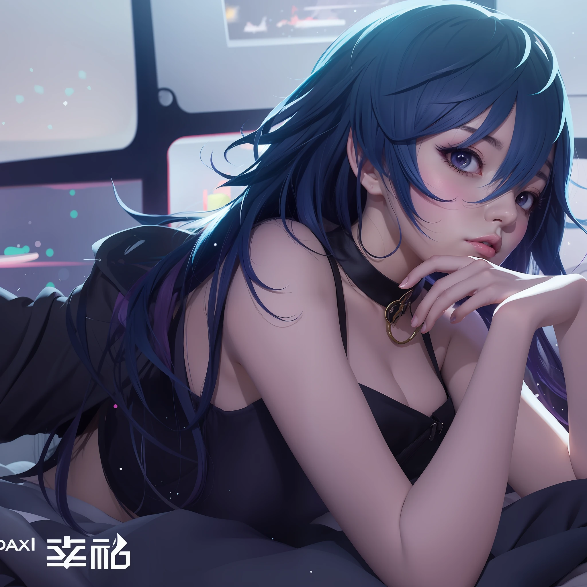 anime girl laying on bed with her hand on her chin, artwork in the style of guweiz, anime style 4 k, guweiz, guweiz on pixiv artstation, digital anime illustration, seductive anime girl, trending on artstation pixiv, digital anime art, detailed digital anime art, trending on cgstation, 4k anime wallpaper