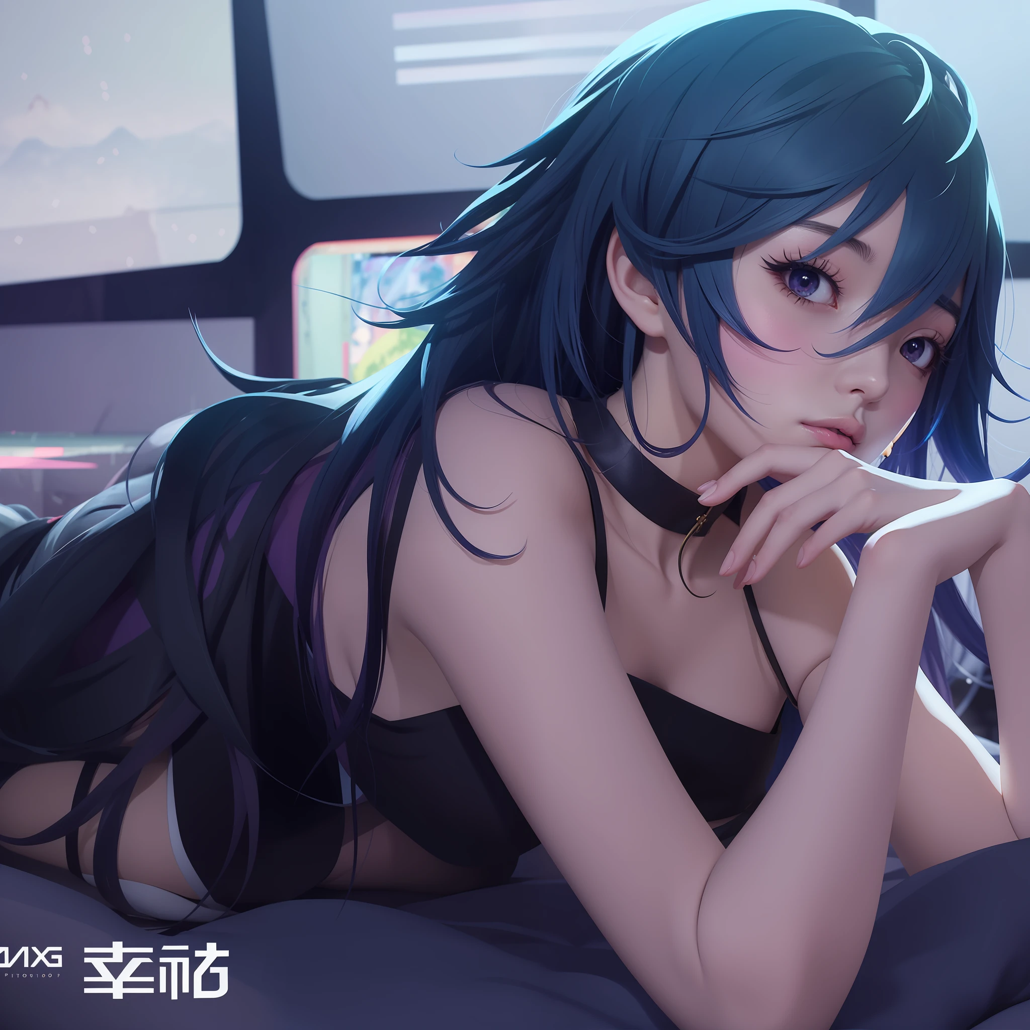 anime girl laying on bed with her hand on her chin, artwork in the style of guweiz, anime style 4 k, guweiz, guweiz on pixiv artstation, digital anime illustration, seductive anime girl, trending on artstation pixiv, digital anime art, detailed digital anime art, trending on cgstation, 4k anime wallpaper