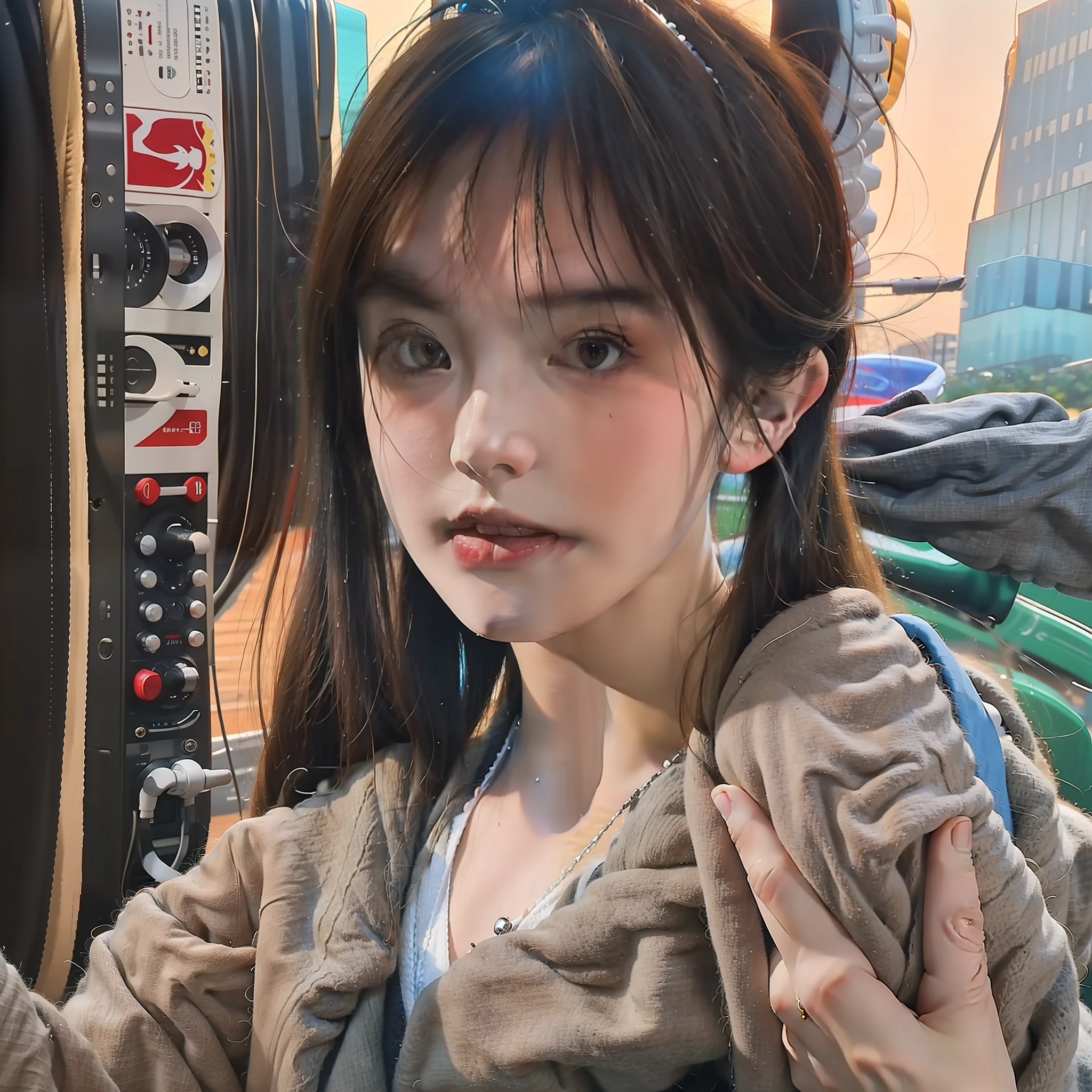 8K, Best Quality, Masterpiece, Ultra High Resolution, (Realism: 1.4), Original Photo, (Realistic Skin Texture: 1.3), (Film Grain: 1.3), (Selfie Angle)