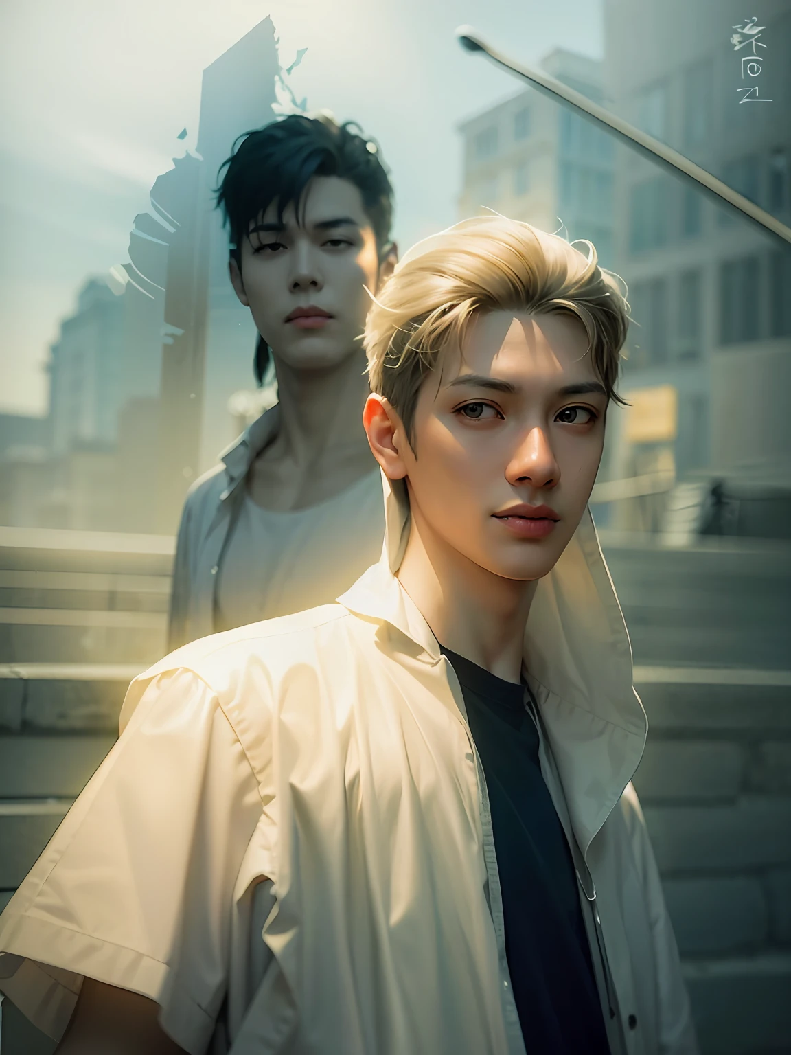 Double exposure, national style background, deep --auto