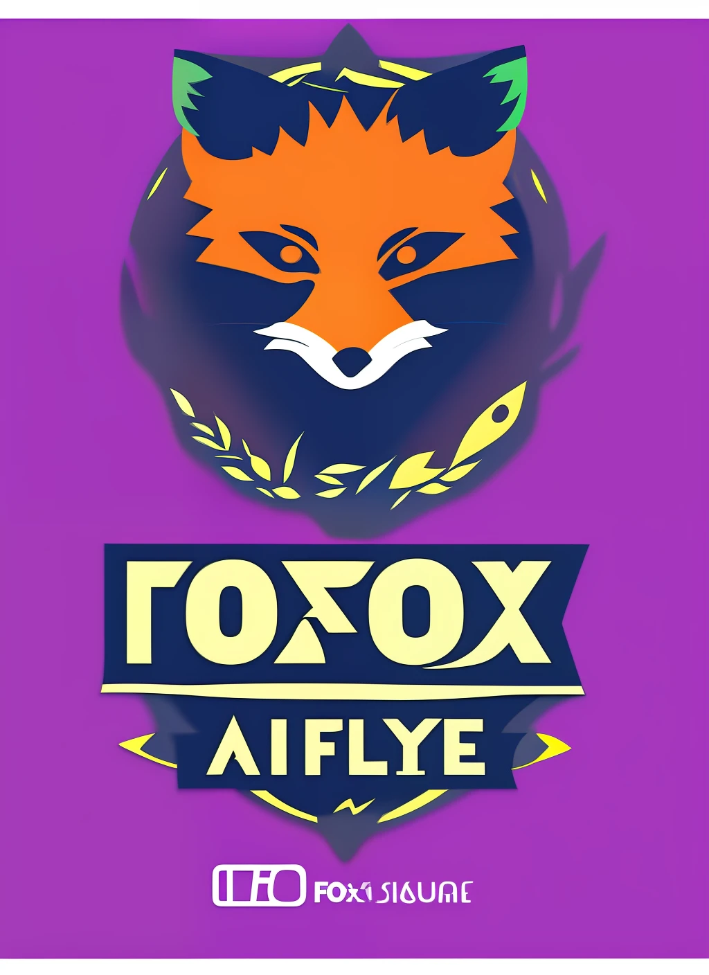 A fox, anime-style, 2d, logo, with a purple background