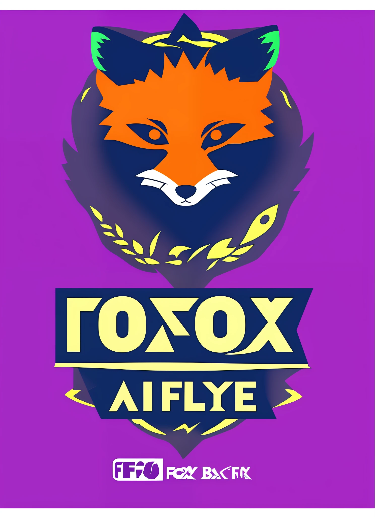 A fox, anime style, 2d, logo, with a purple background, fox highlighted, with pop mix name