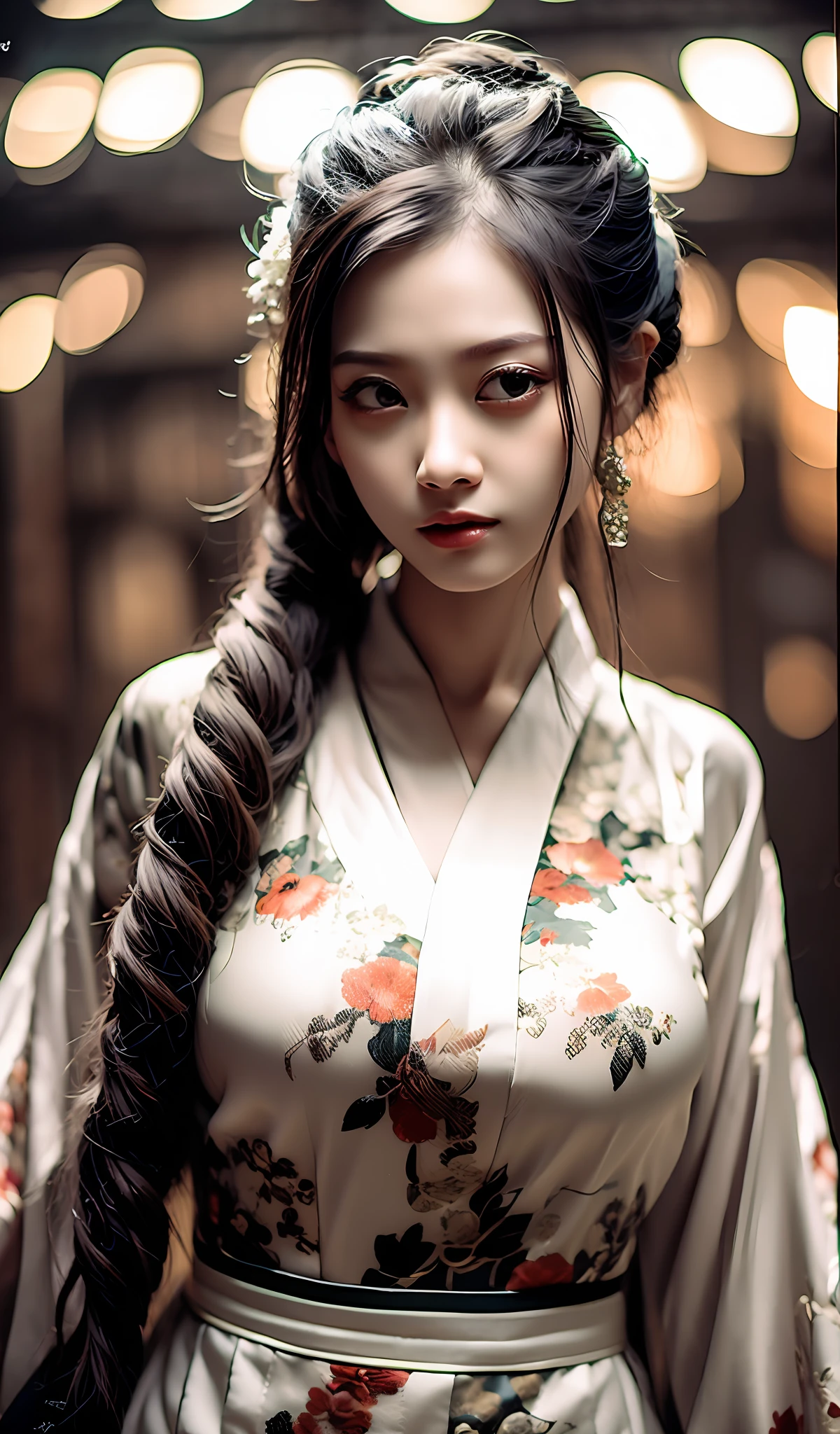 Best quality, masterpiece, high resolution, bust photo, wuxia 1girl, hanfu, the most beautiful hair, the most beautiful eyes, the most beautiful face