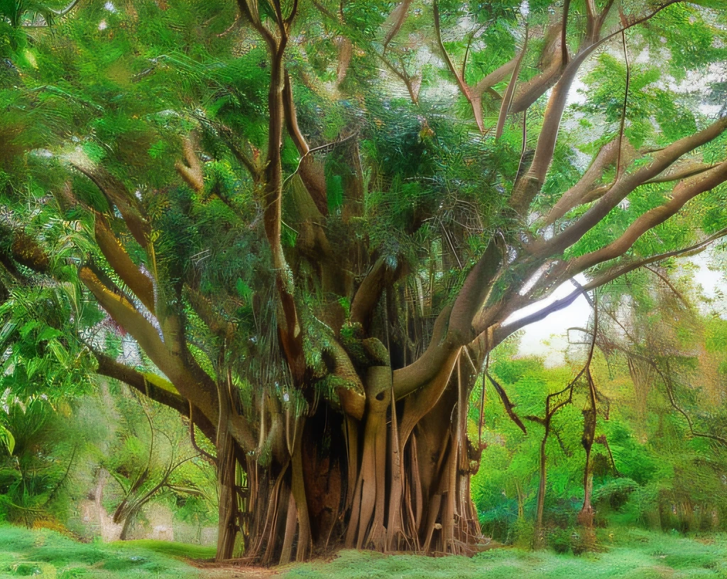 a close up of a large tree with a bench in the middle of it, huge ficus macrophylla, large magical trees, huge central tree, enormous trees, beautiful ancient trees, exotic trees, breath-taking beautiful trees, breath - taking beautiful trees, huge ancient trees, large trees, ancient tree, rooted lineage, covered with roots, large tree