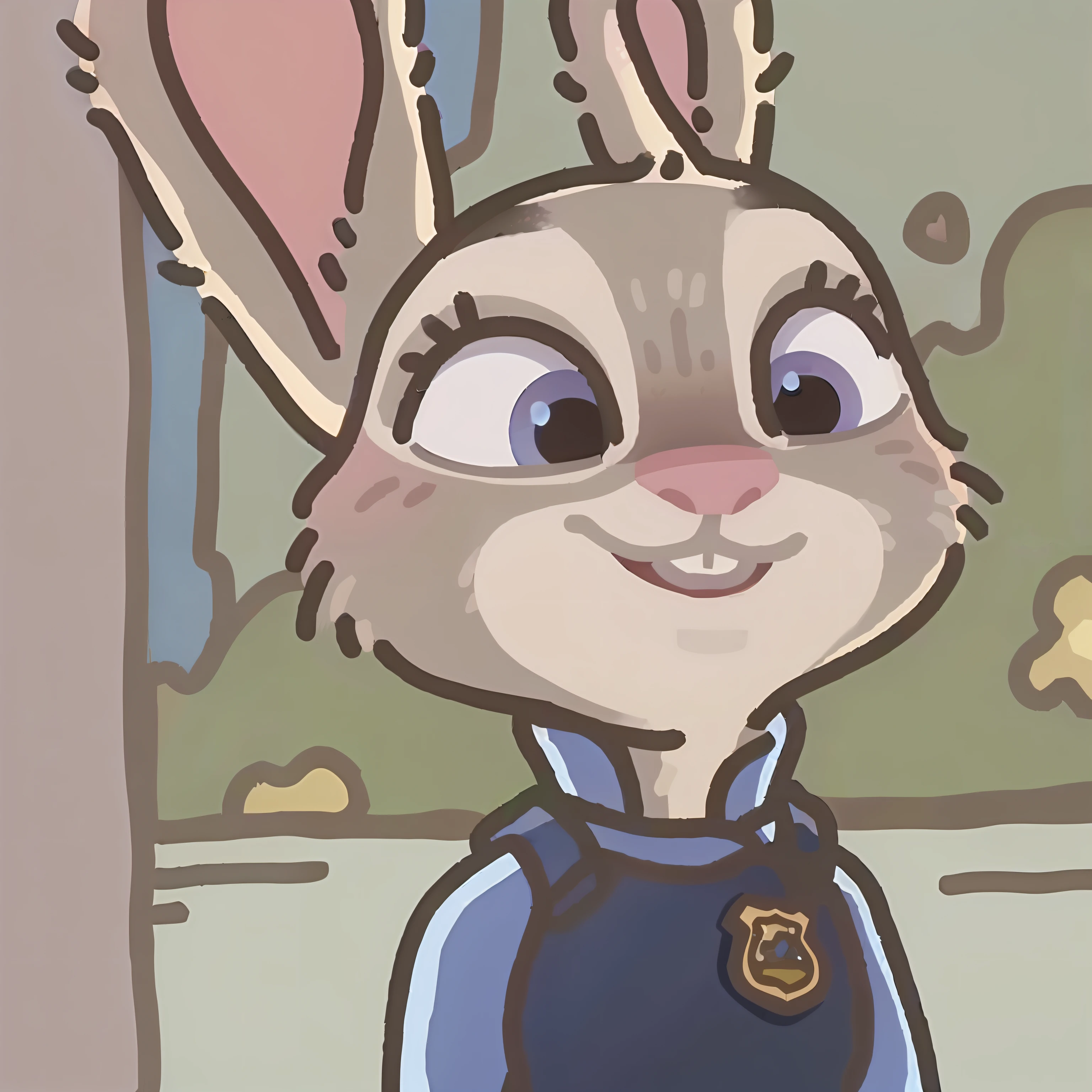 there is a cartoon rabbit that is standing in front of a window, a portrait of judy hopps, judy hopps, judy hopps from zootopia, in style of zootopia, in style of disney zootopia, zootopia movie style, style of zootopia, zootopia style, lola bunny fanart, in zootopia city, zootopia stile