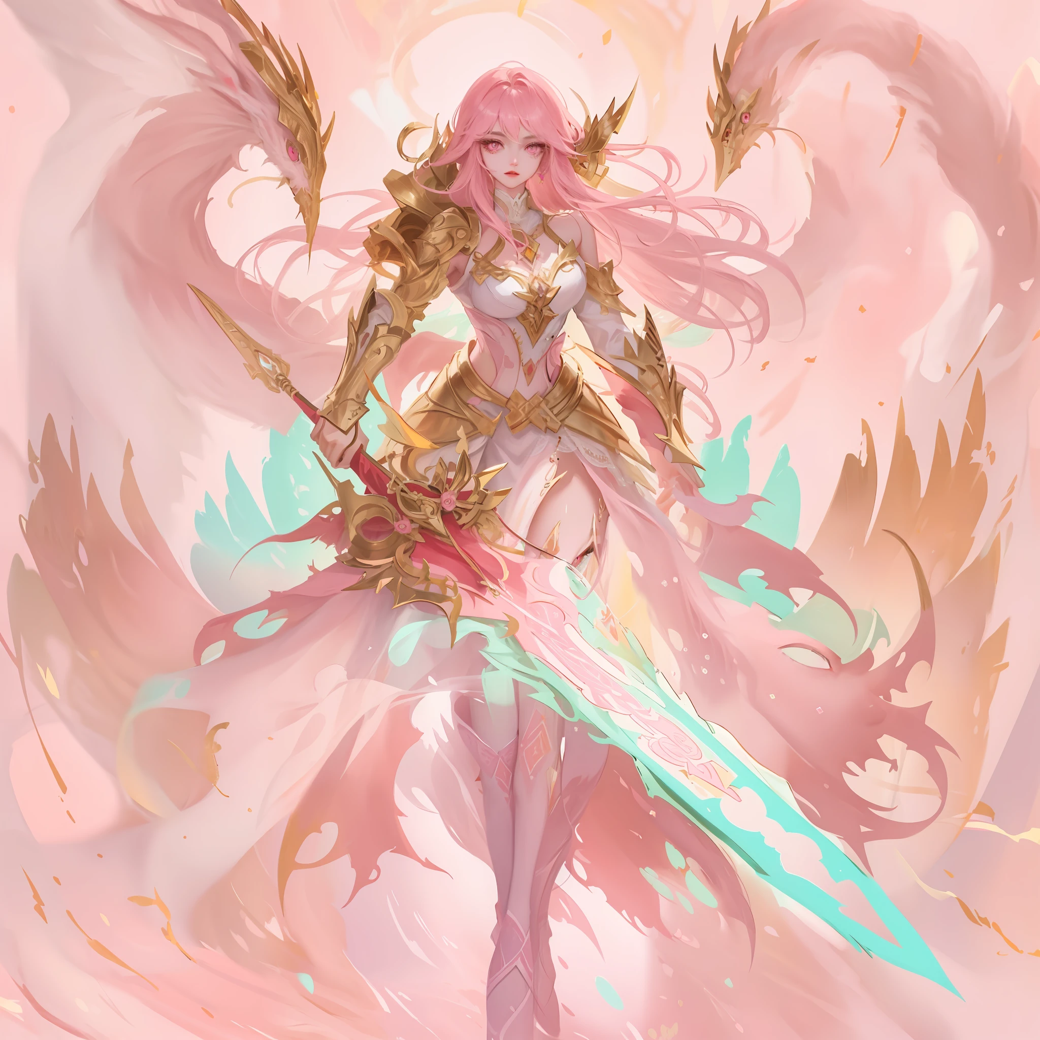 Best Quality, Superb Picture Quality, 8K, Masterpiece: 1.2, Ultra Detailed, Pink Clothes, Beautiful Character Painting, Little Dance Inspired by Douluo Continent, Epic Exquisite Character Art, Ultra-detailed Clothing Details, Light Pink Eyes