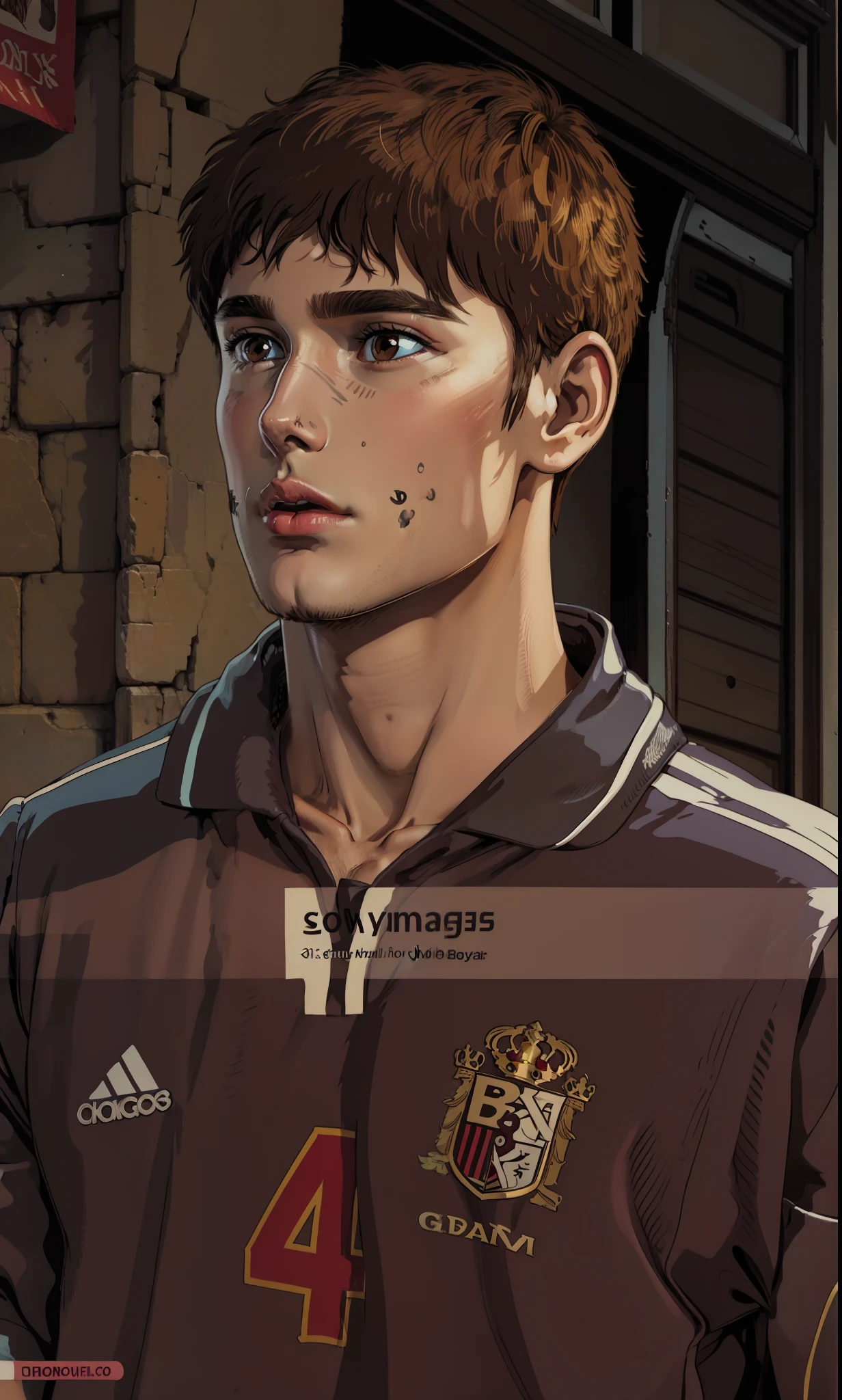 Brunette boy, brown eyes, young 20 years old