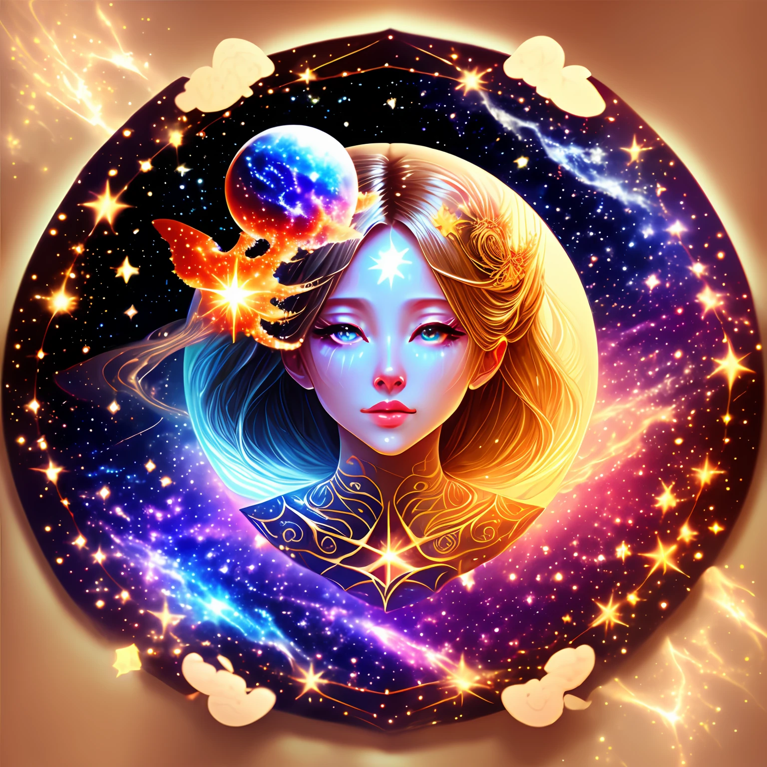 celestial goddess, floating, galaxy, nebula, signs --auto
