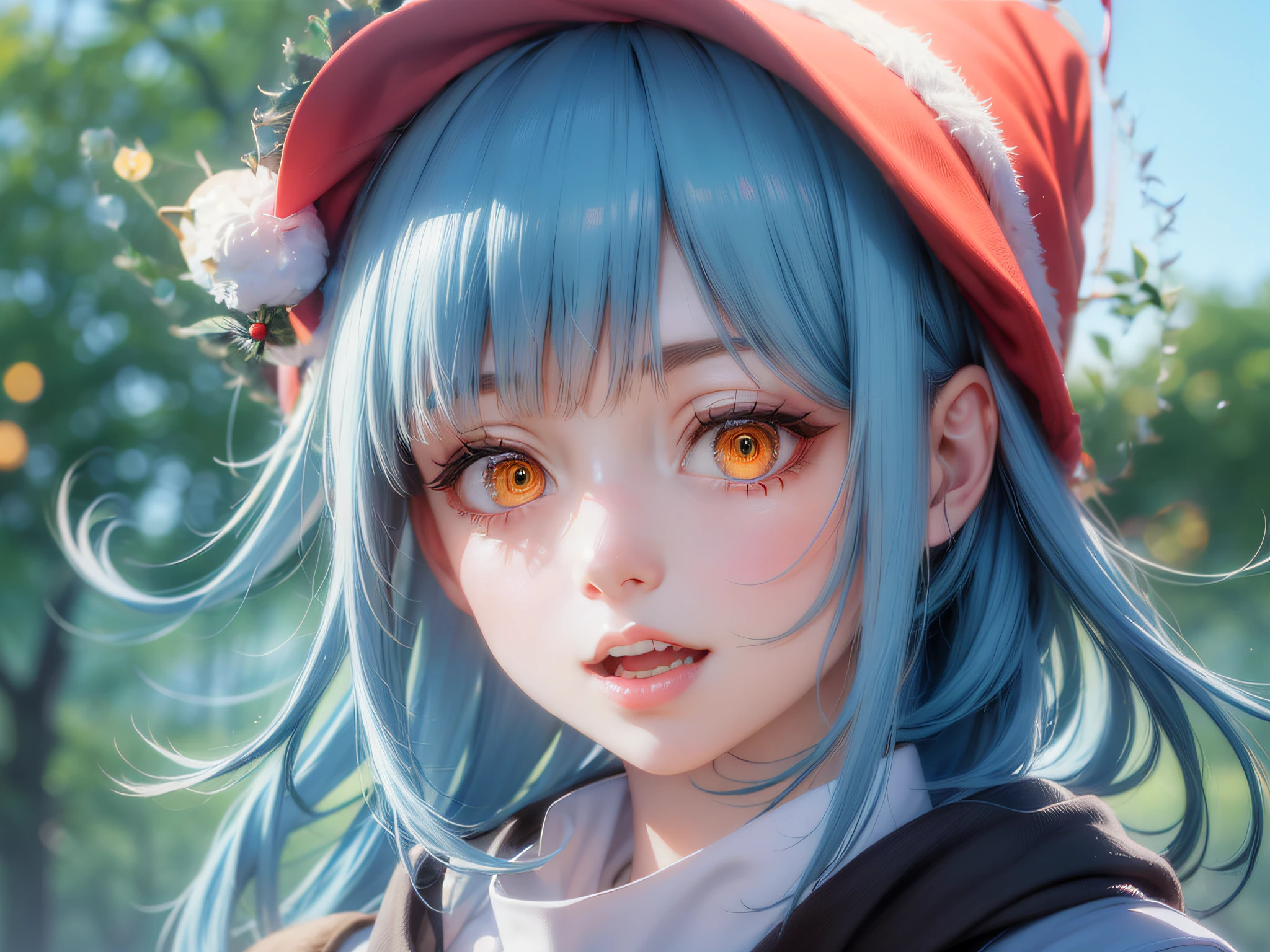 Christmas hats, red Christmas hats with golden bells, streamers, little stars, moon, plants: mistletoe, good-looking hats, cute hats, fisherman hats maybe, berets will do, as long as they are beautiful hats.