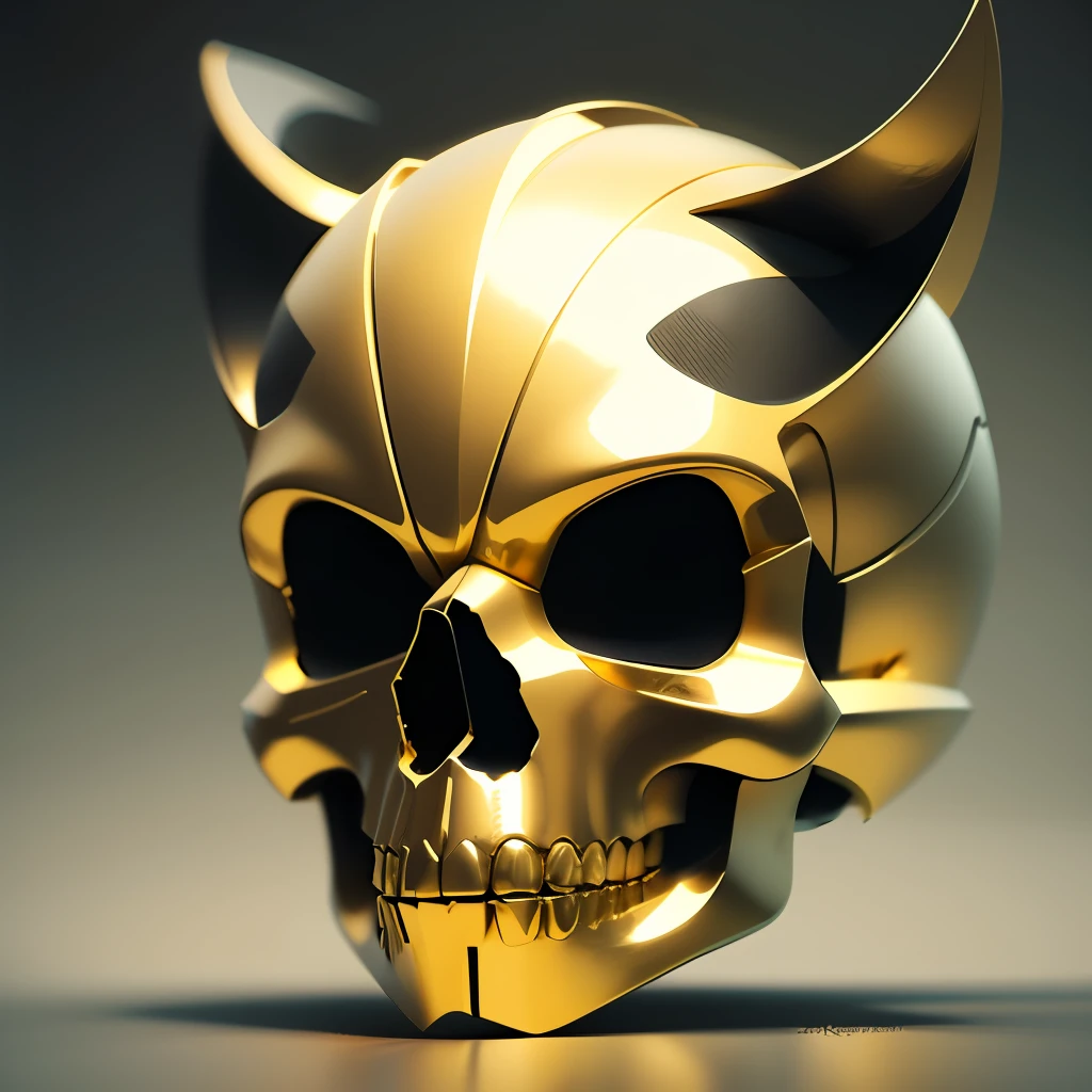 logo, vector, logo design, vector, simple, flat, icon, minimalism, well-defined lines and contours, centralized, a golden skull 3D
