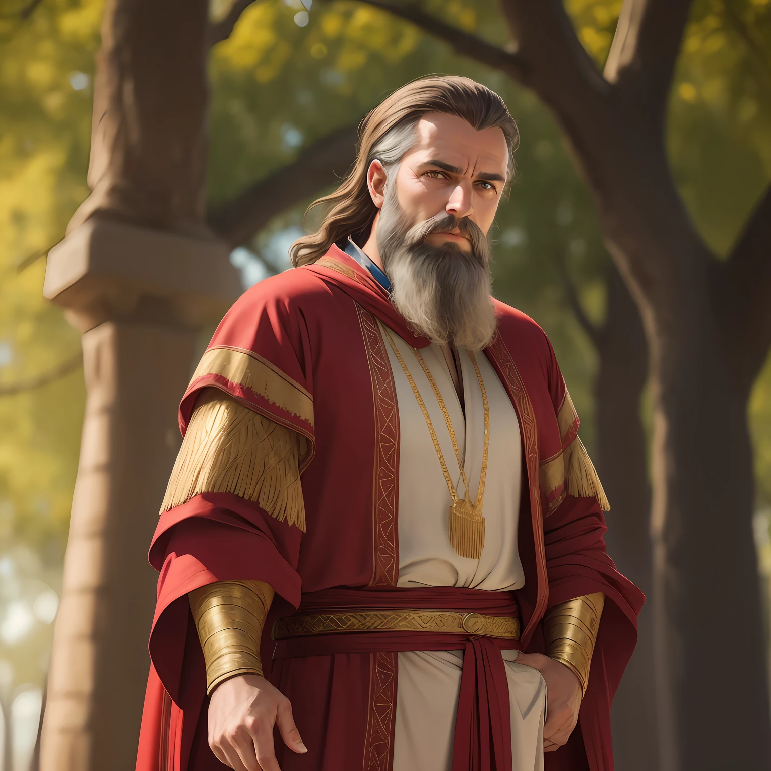 Image of a man with a beard, expressive eyes and dressed in traditional clothes of Roman times, representing the apostle St. Paul --auto