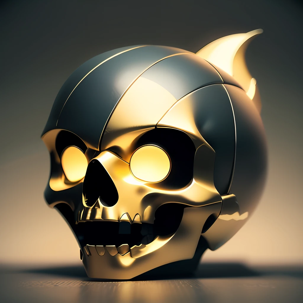 logo, vector, logo design, vector, simple, flat, icon, minimalism, well-defined lines and contours, centralized, a golden skull 3D