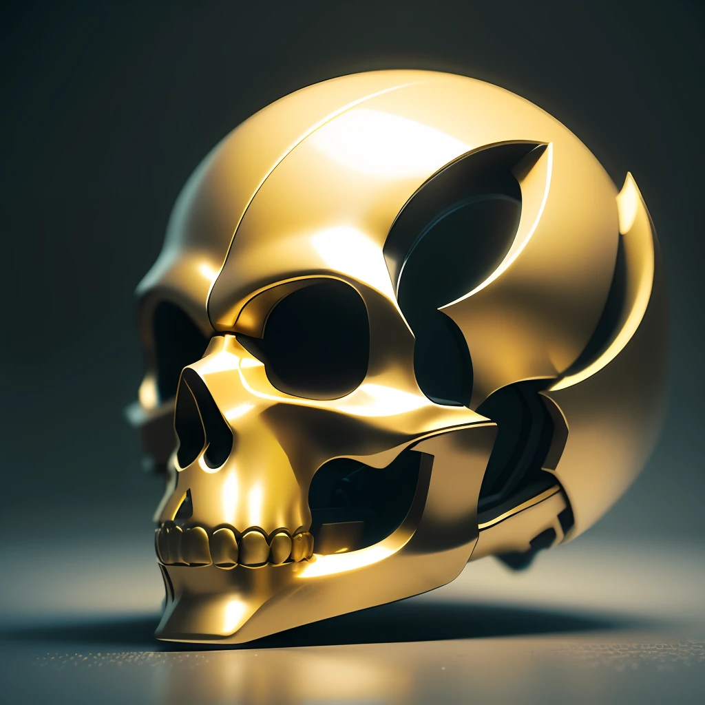 logo, vector, logo design, vector, simple, flat, icon, minimalism, well-defined lines and contours, centralized, a golden skull 3D