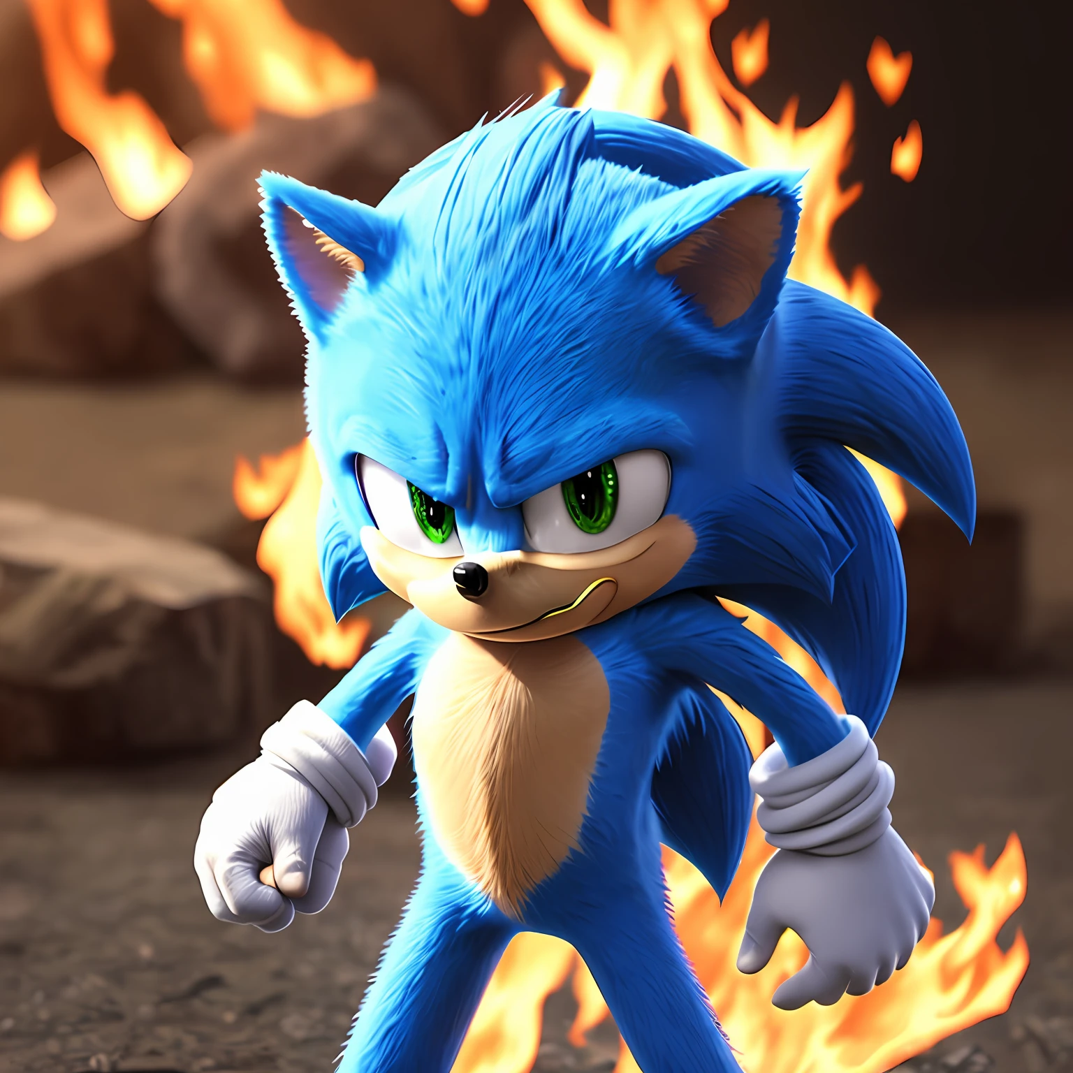 Ultra realistic Sonic, catching fire