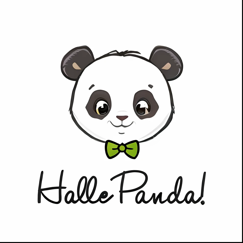 a close up of a panda bear with a bow tie, cute panda, panda panda panda, panda, hello, a cute giant panda, ???, no gradients, avatar for website, by Emma Andijewska, bamboo, hello world, super cute and friendly, high quality photo, cute animal, logo for a social network, telegram sticker design