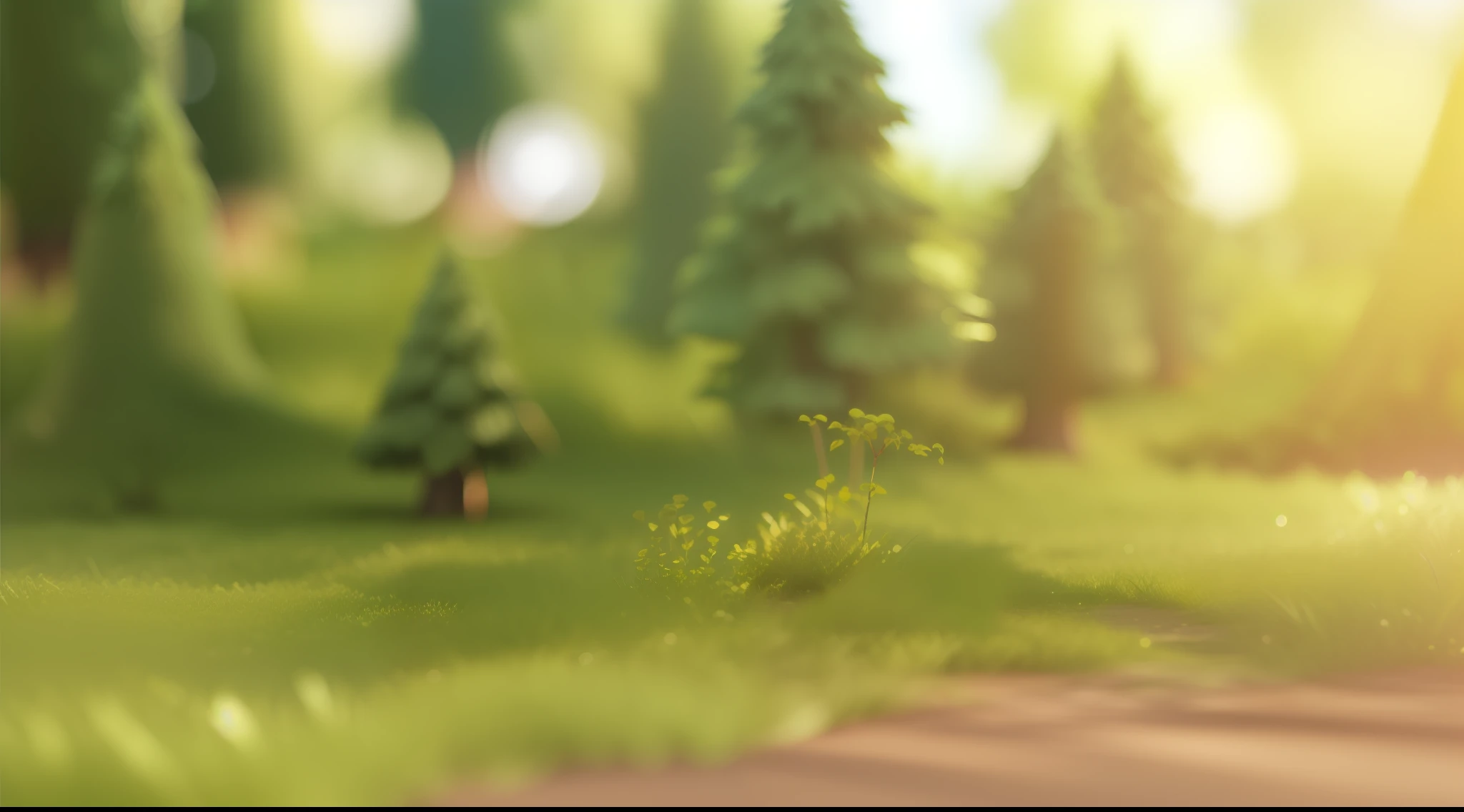 there are many trees that are on the grass in the park, stylized 3d render, stylized as a 3d render, soft 3d render, 3 d render stylized, 3d with depth of field, soft forest background, rendered in cinema 4 d, rendered in cinema4d, bokeh forest background, cute 3 d render, miniature forest