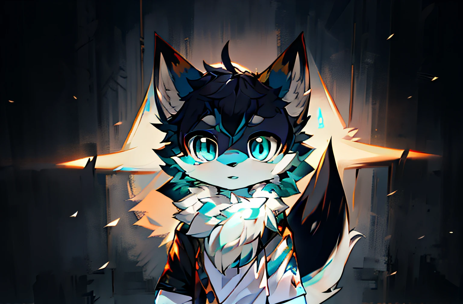 Anime style fox with blue eyes and black tail, Flsona Art, Very, Very Very Beautiful Furry Art, Fra Affinity Committee, Furry Art!, Flafiniti Committee, High Resolution Committee, Fursona Furry Art Committee, Flsona !!, Flsona Committee, Professional Furry Digital Art