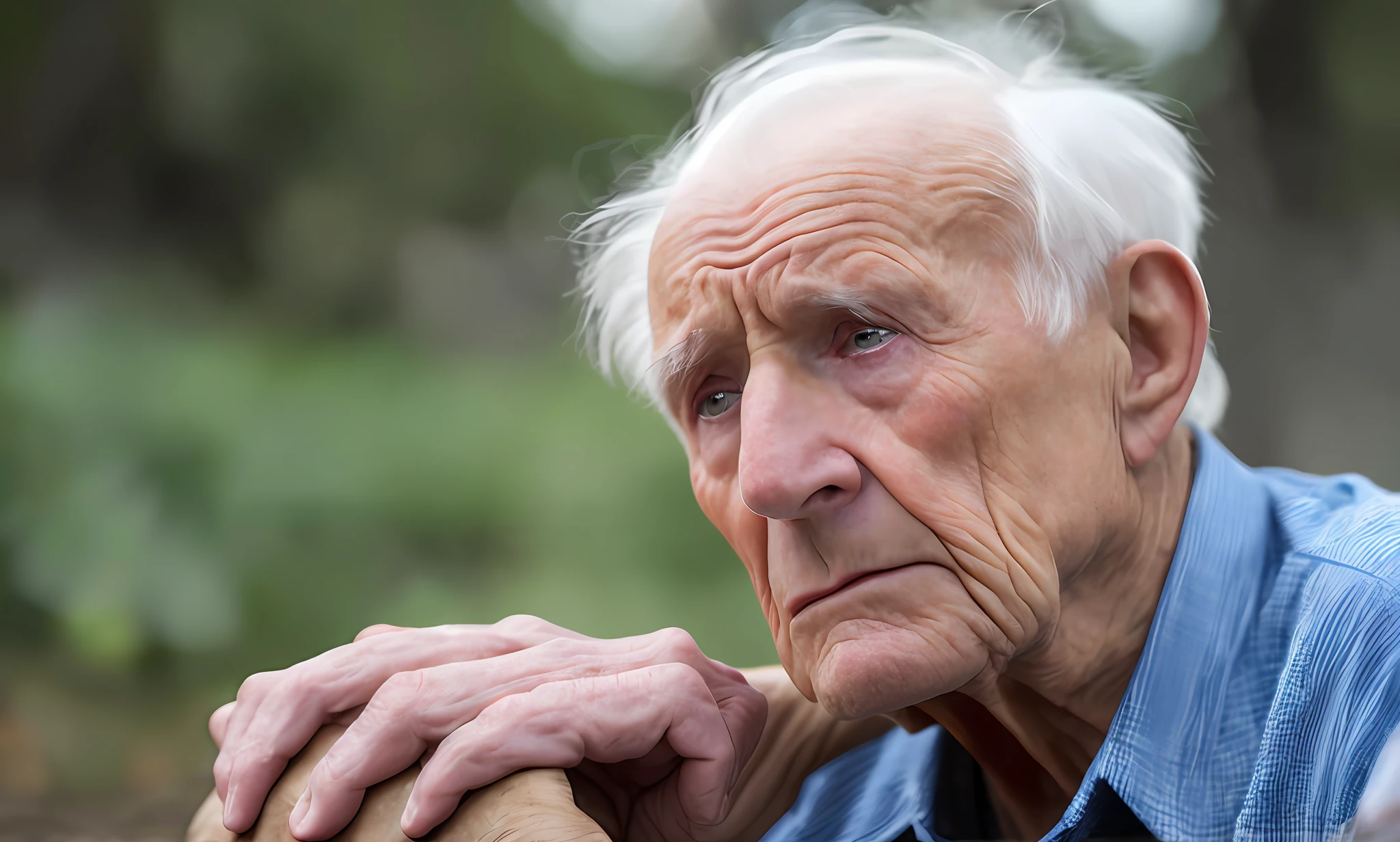 An old man sad for not enjoying life