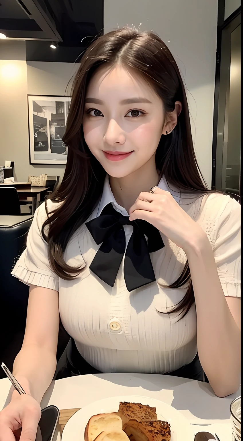 ((Best Quality, 8K, Masterpiece:1.3)), 1girl, Slim Abs Beauty:1.3, (Hairstyle Casual, No Big Breasts: 1.2), Dress: 1.1, Super Fine Face, Delicate Eyes, Double Eyelids, Smile, Super Detailed, 1 Girl, Sight, Cute, Beautiful Detailed Sky, Detailed Cafe, Evening, Seated, Dating, (Nose Red), Sitting at the Table, Afternoon Tea on the Table, (smile: 1.15), (shut up) medium chest, beautiful delicate eyes, (collared shirt: 1.1), daytime, sun, professional wear, rain, white lace, (long hair: 1.4), silver NovaFrogStyle, uniform, white skin, movie lights, sunlight, street lights, (av actress: 4), full body shot, (coffee table: 1), (handbag: 1), ulzzang -6500-v1.1:0.3, karinak-4501-6300:1.2