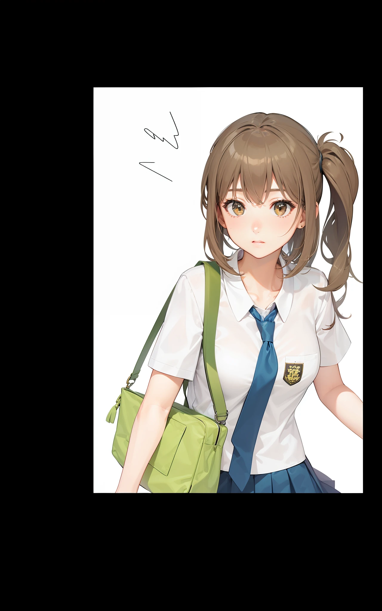 1Girl, school uniform, long brown hair, roadside background , best quality,