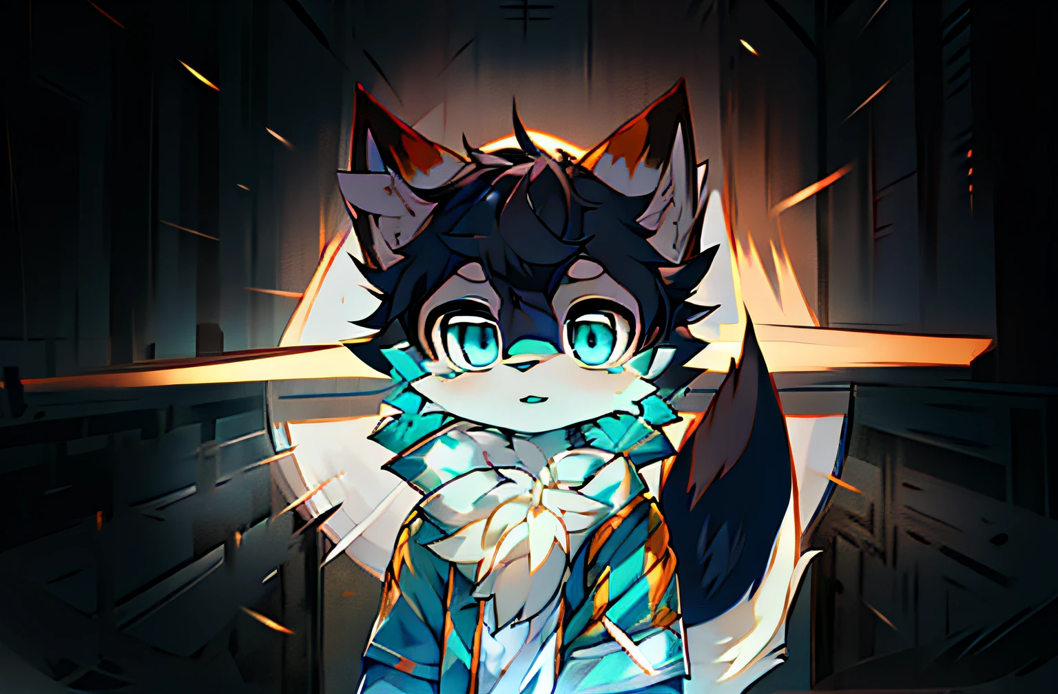 Anime style fox with blue eyes and black tail, Flsona Art, Very, Very Very Beautiful Furry Art, Fra Affinity Committee, Furry Art!, Flafiniti Committee, High Resolution Committee, Fursona Furry Art Committee, Flsona !!, Flsona Committee, Professional Furry Digital Art