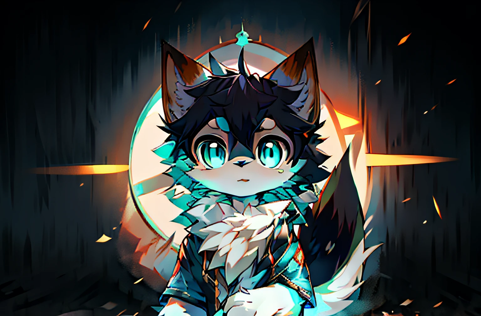 Anime style fox with blue eyes and black tail, Flsona Art, Very, Very Very Beautiful Furry Art, Fra Affinity Committee, Furry Art!, Flafiniti Committee, High Resolution Committee, Fursona Furry Art Committee, Flsona !!, Flsona Committee, Professional Furry Digital Art