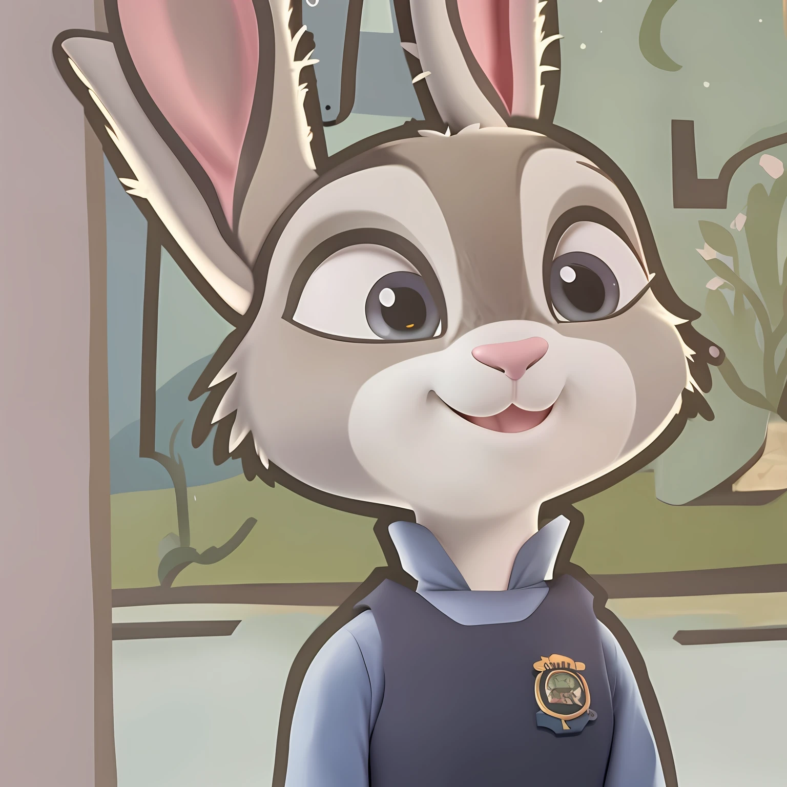 there is a cartoon rabbit that is standing in front of a window, a portrait of judy hopps, judy hopps, judy hopps from zootopia, in style of zootopia, in style of disney zootopia, zootopia movie style, style of zootopia, zootopia style, lola bunny fanart, in zootopia city, zootopia stile