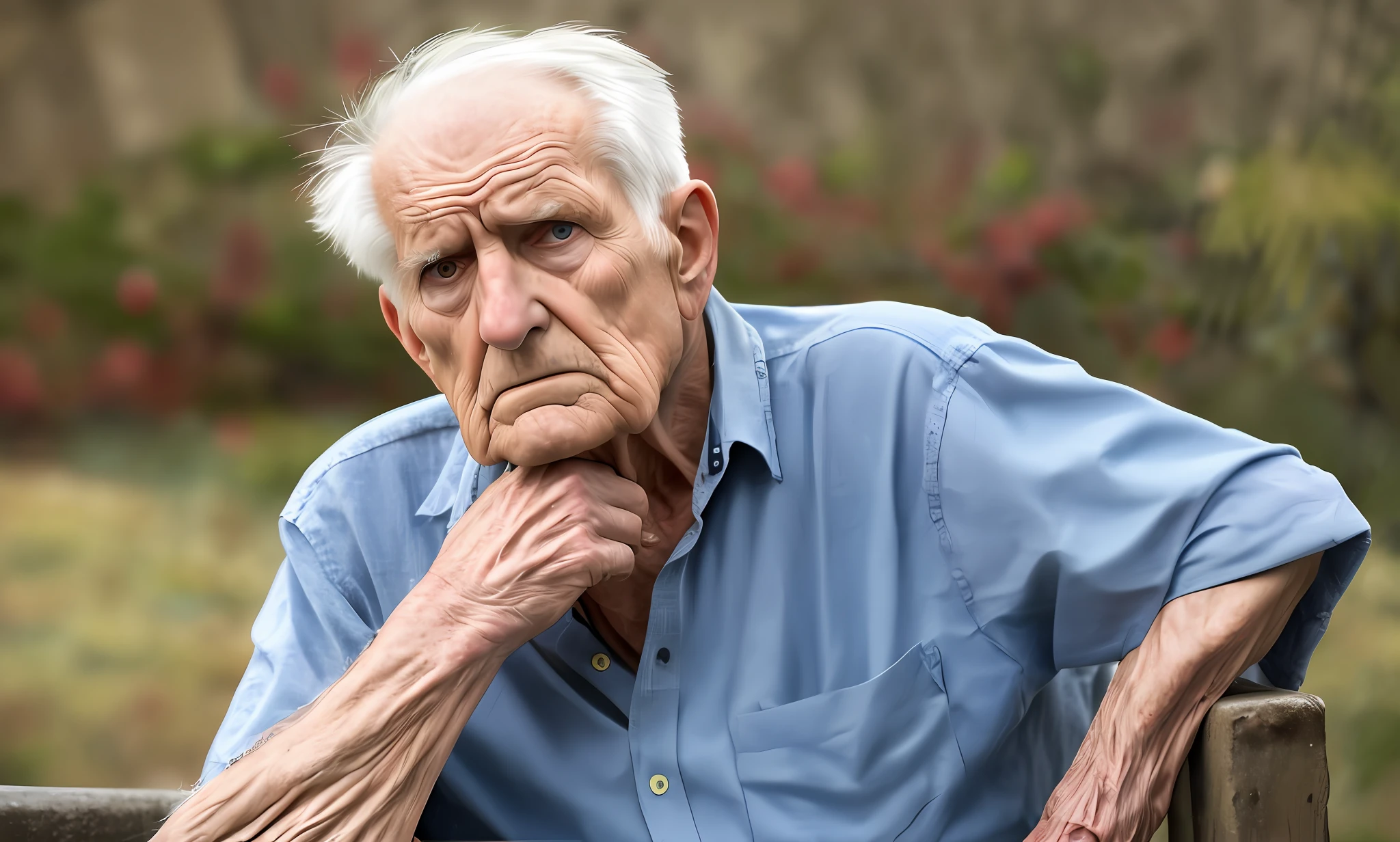 Old man with a disgruntled look