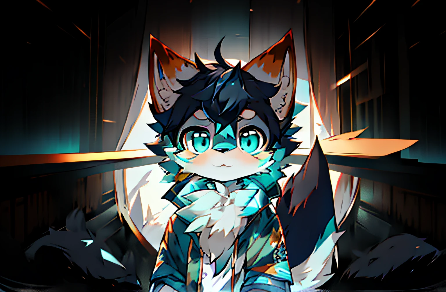 Anime style fox with blue eyes and black tail, Flsona Art, Very, Very Very Beautiful Furry Art, Fra Affinity Committee, Furry Art!, Flafiniti Committee, High Resolution Committee, Fursona Furry Art Committee, Flsona !!, Flsona Committee, Professional Furry Digital Art