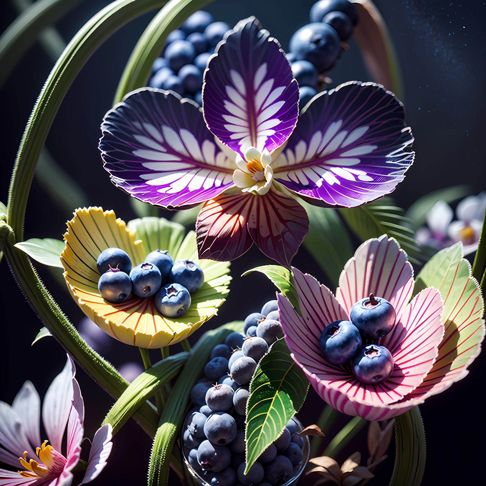 Computer Visualized Graphics, Realistic Fantasy, Extensive Landscape Ultrasound Photography (general view showing white and pink orchid, dew, ice,), full moon, ht sky, blurred background, warm, yellow, purple background, pink, warm, magic, "Hyper-realistic textures," "Precise details," "Realistic still life," "Realistic portraits," "Realistic landscapes." Watercolor drawing, "Majestic mountains,", "Hyper-realistic textures," Banksy, Liu Bolin, Ansel Adams, Yoshitaka Amano realistic fantasy, Extensive landscape ultrasound photography (general view showing a glass glass, ice inside, peaches, blueberries, orange, drops, soap bubbles, peaches, nectar), blurred background, cool, turquoise shade, a little purple, airy color, magic, "Hyper-realistic textures," "Precise details," "Realistic still life,” “Realistic portraits,” “Realistic landscapes.”“ Lit cityscapes,” “Starry skies,” “Moonlit landscapes,” “Nigtime portraits,” “Long exposures.” 16:9 --ar 3:2