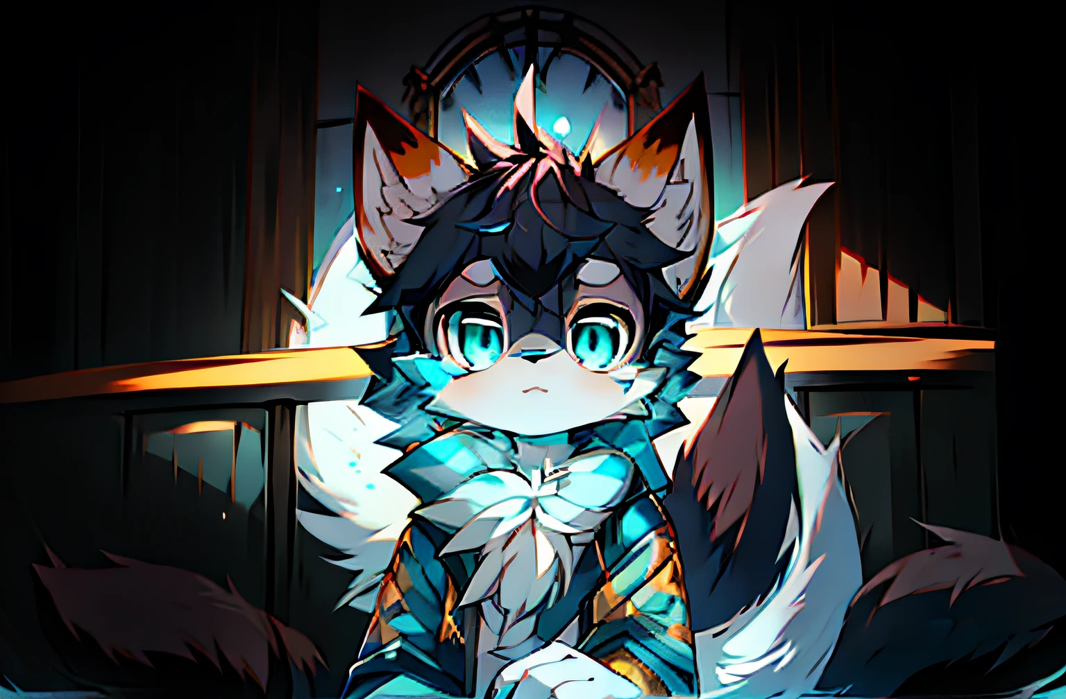 Anime style fox with blue eyes and black tail, Flsona Art, Very, Very Very Beautiful Furry Art, Fra Affinity Committee, Furry Art!, Flafiniti Committee, High Resolution Committee, Fursona Furry Art Committee, Flsona !!, Flsona Committee, Professional Furry Digital Art